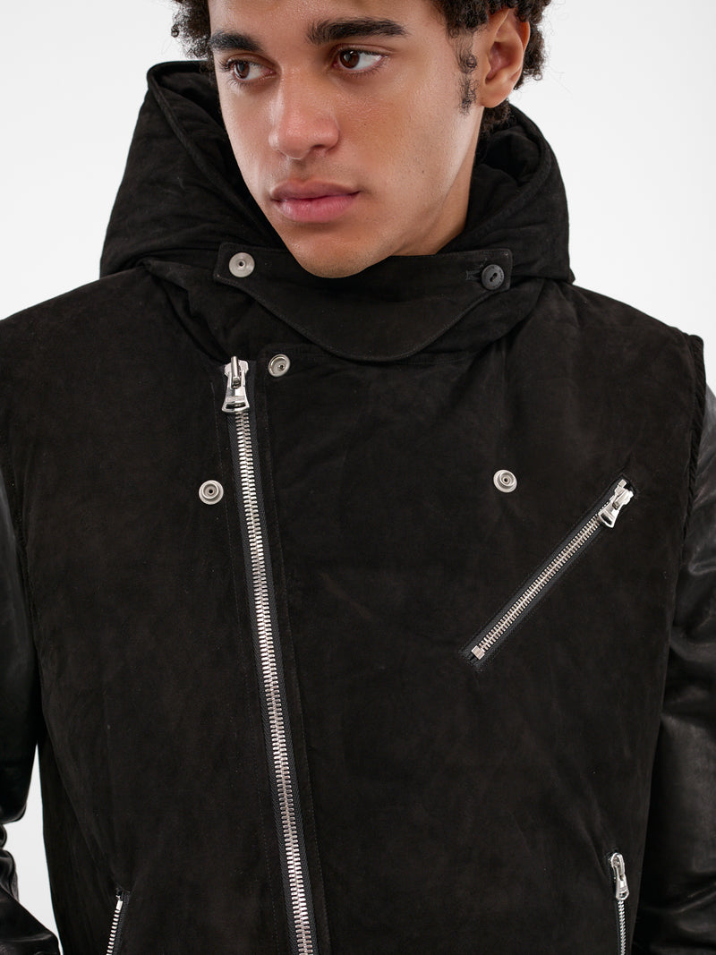 Black Kangaroo Suede Padded Vest (NA-2164-01-BLACK)