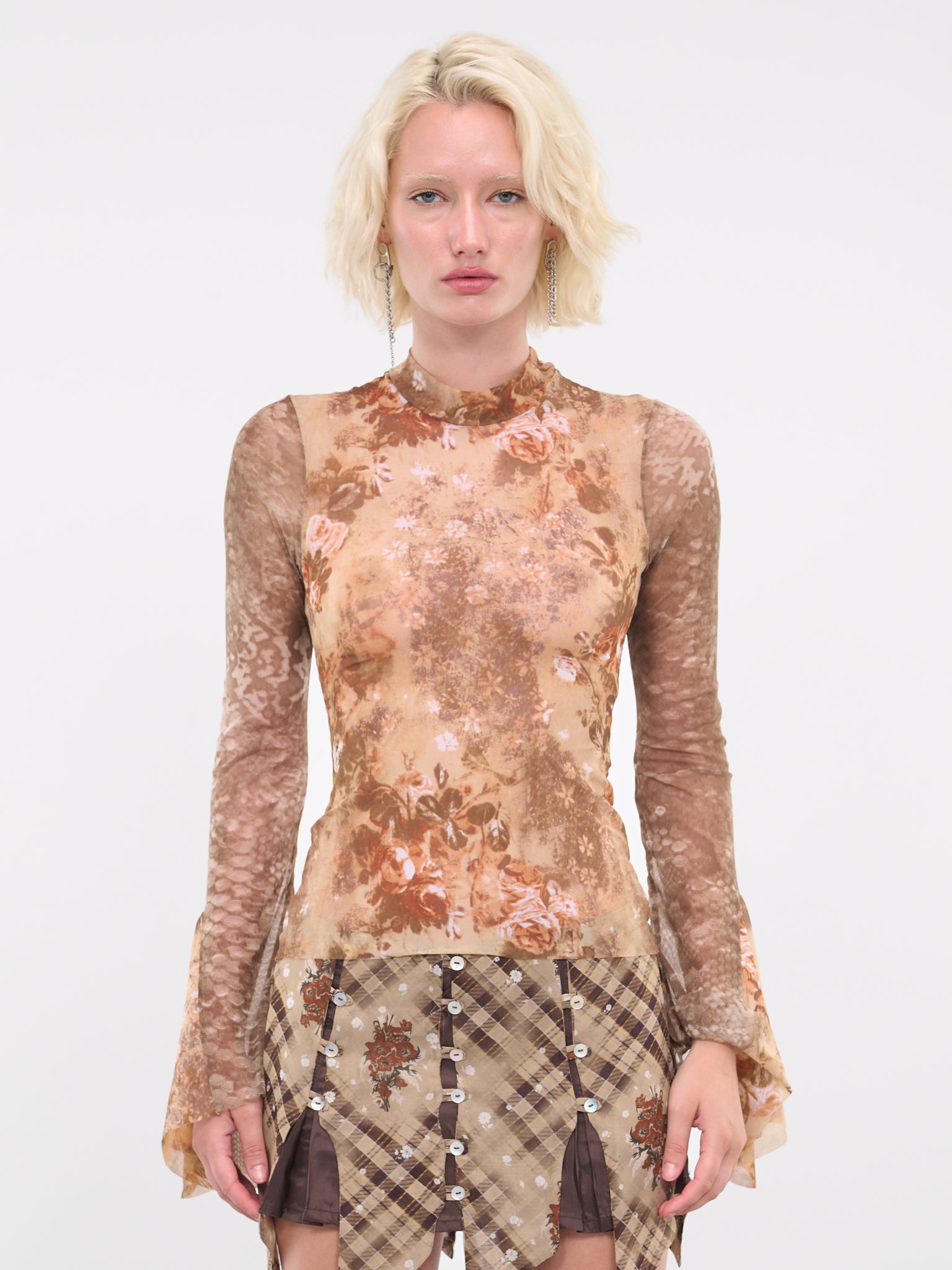 Mesh Floral Top (NA050-BEIGE)