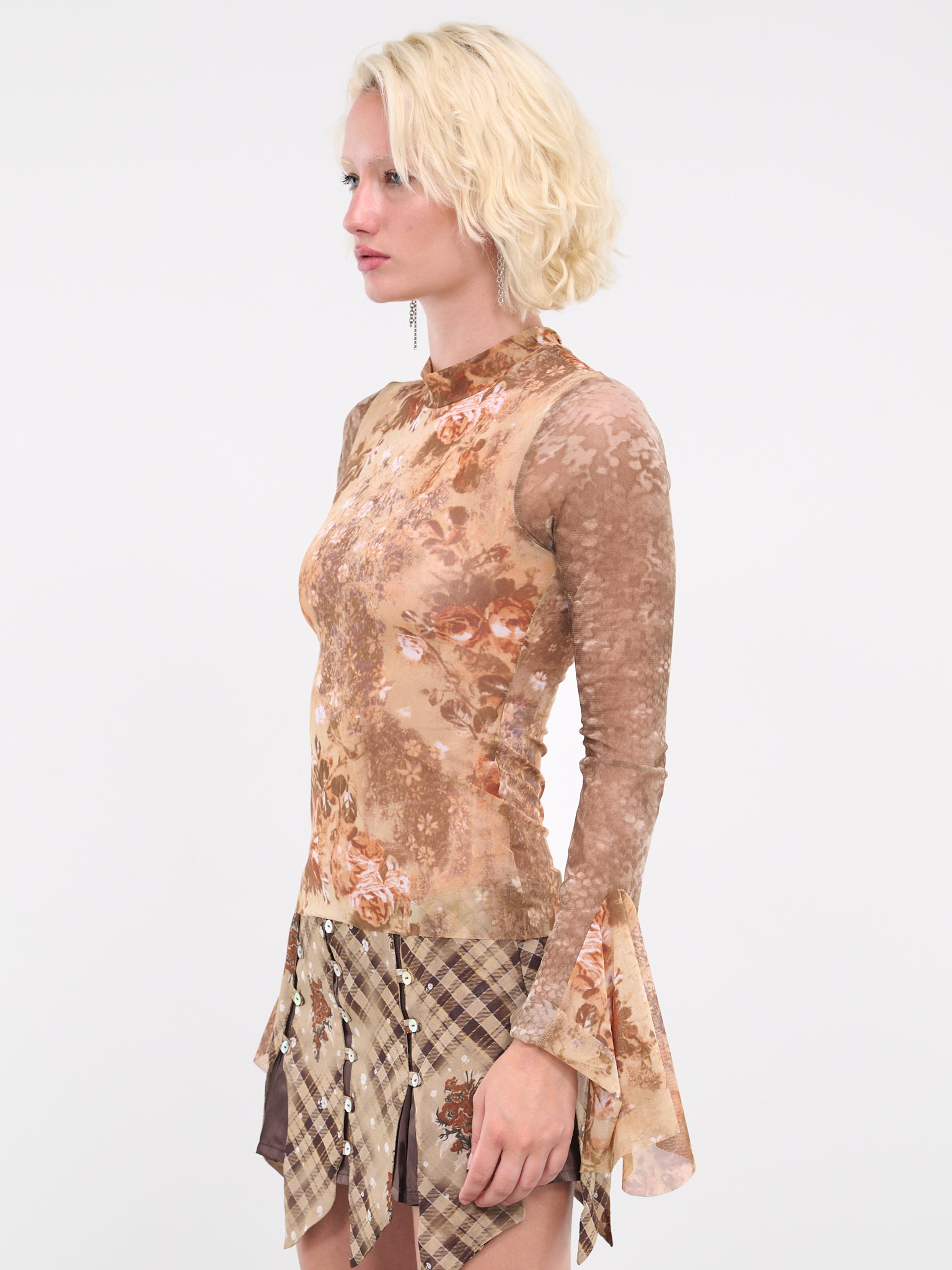 Mesh Floral Top (NA050-BEIGE)