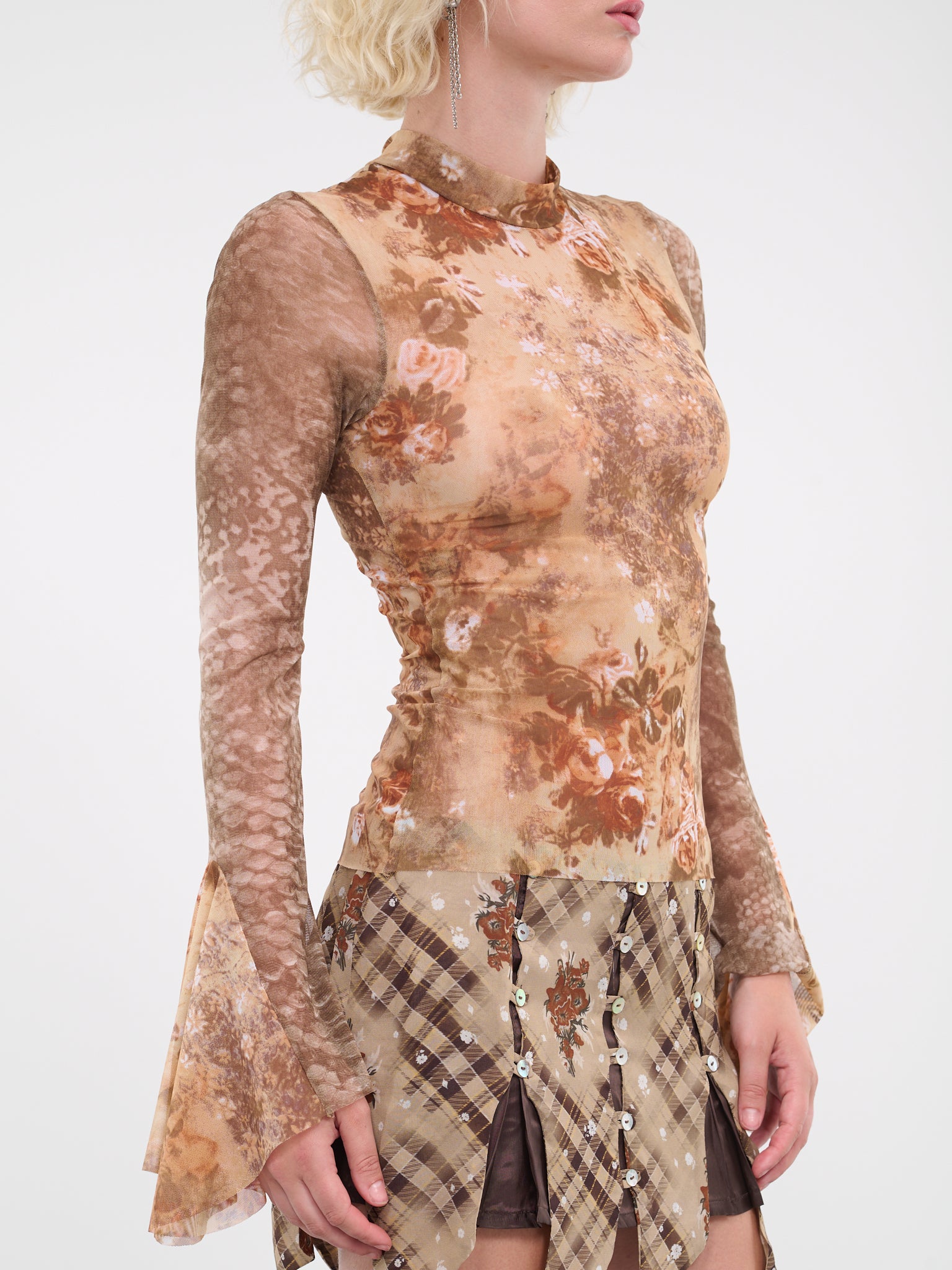 Mesh Floral Top (NA050-BEIGE)