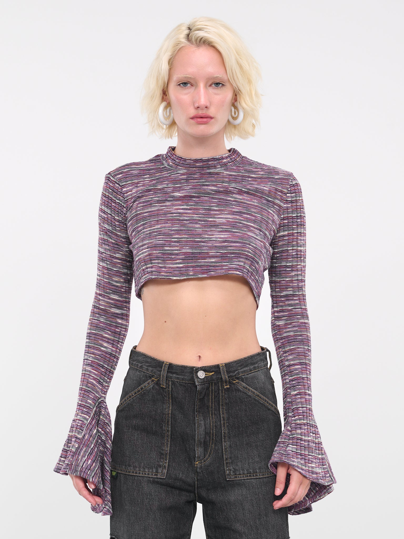 Stripe Knit Crop Top (NA051-ROSE)