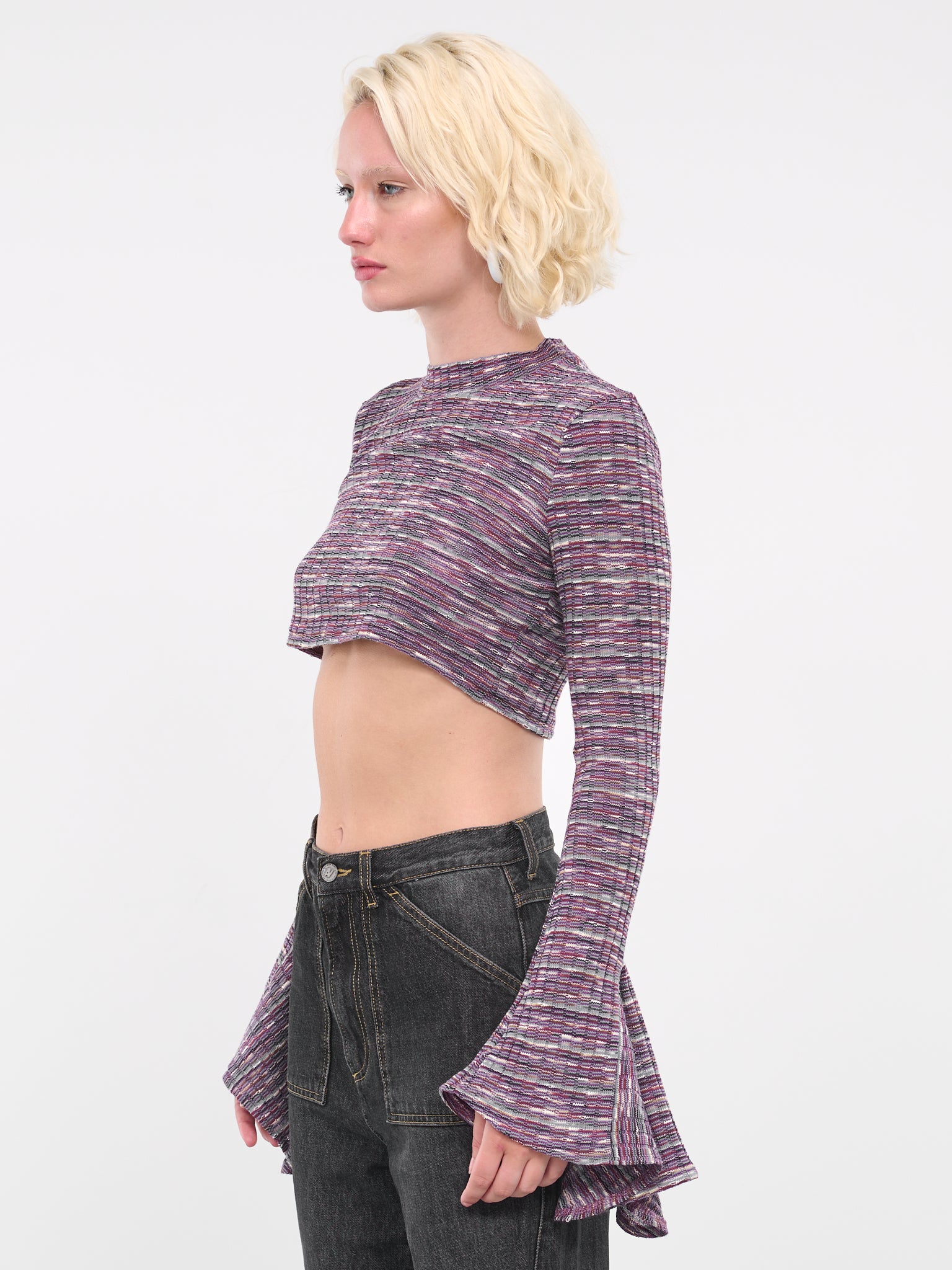 Stripe Knit Crop Top (NA051-ROSE)