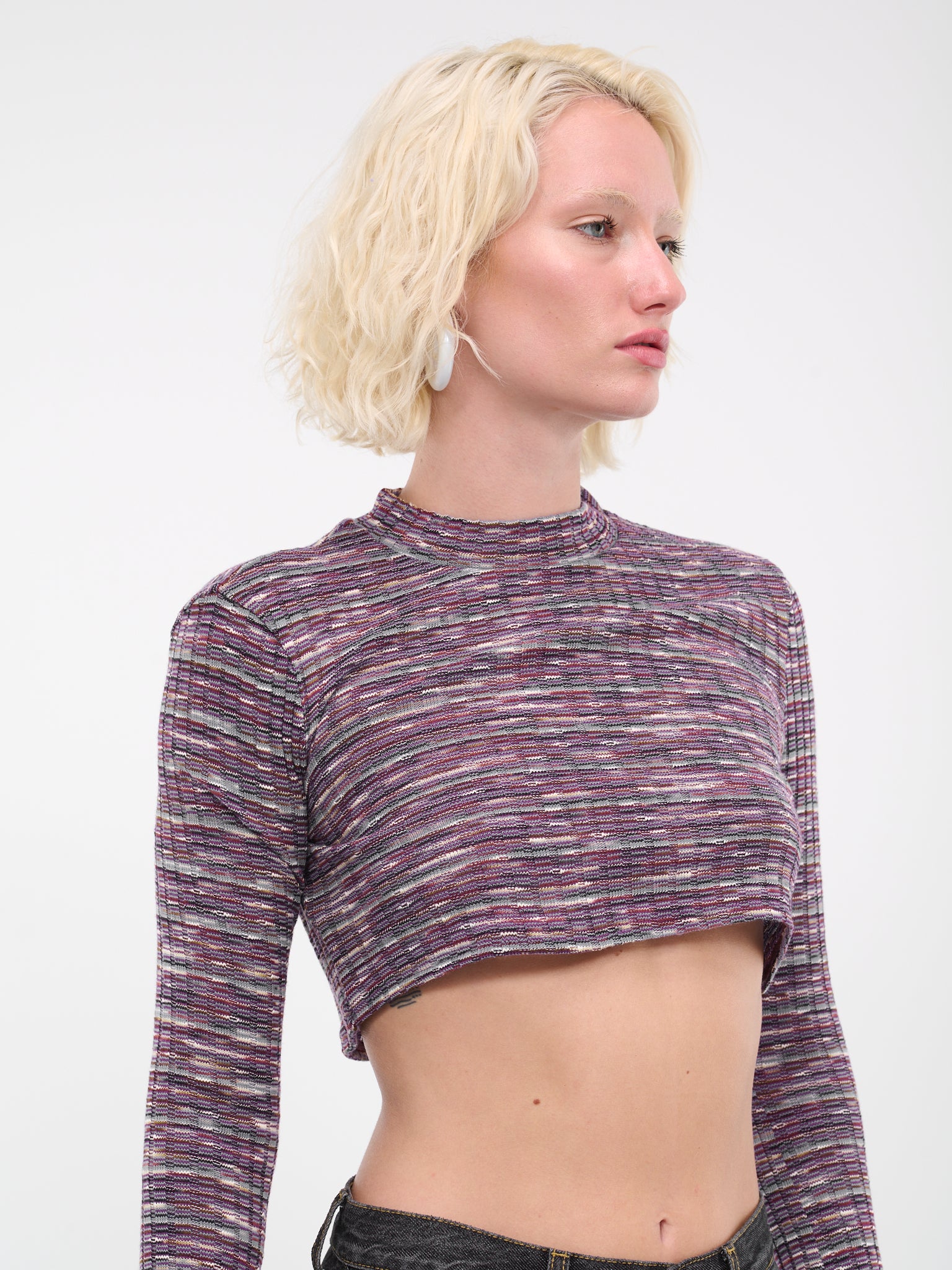 Stripe Knit Crop Top (NA051-ROSE)