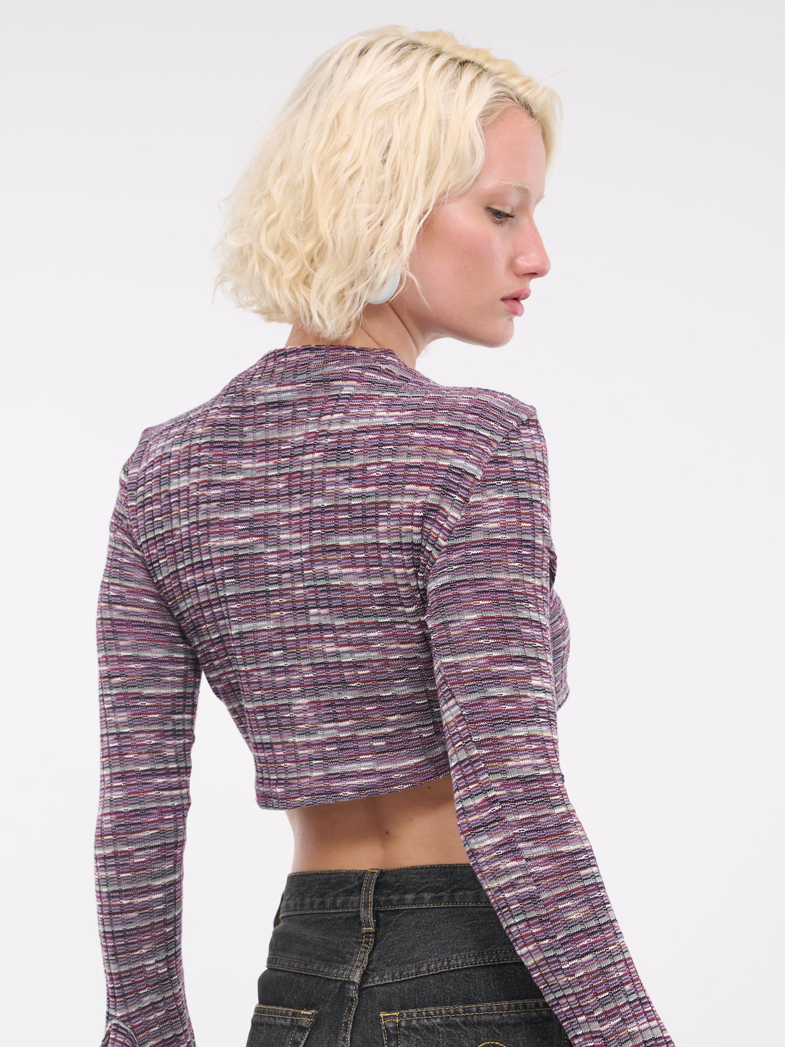 Stripe Knit Crop Top (NA051-ROSE)