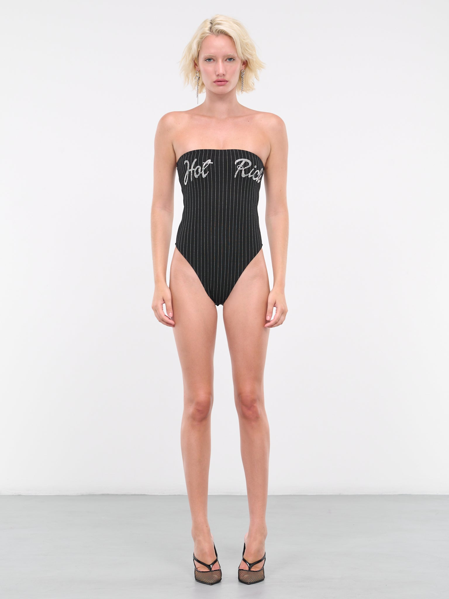 Pinstripe Bodysuit (NA052-BLACK-PINSTRIPE)