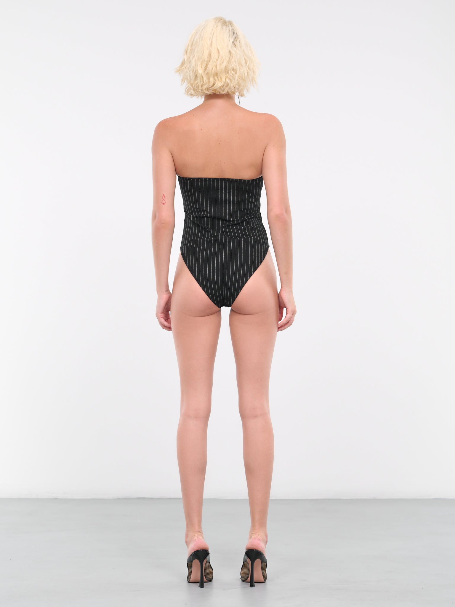 Pinstripe Bodysuit (NA052-BLACK-PINSTRIPE)