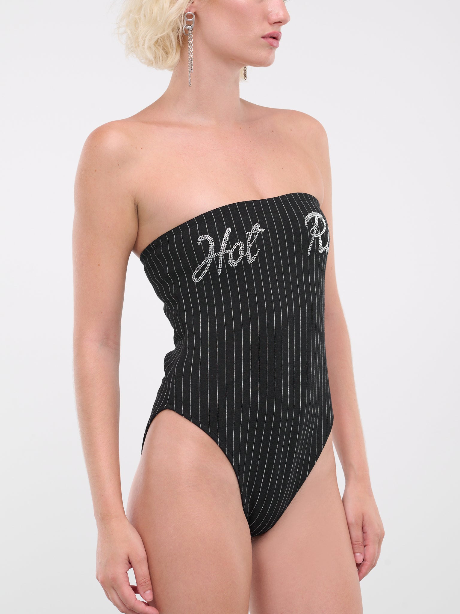 Pinstripe Bodysuit (NA052-BLACK-PINSTRIPE)