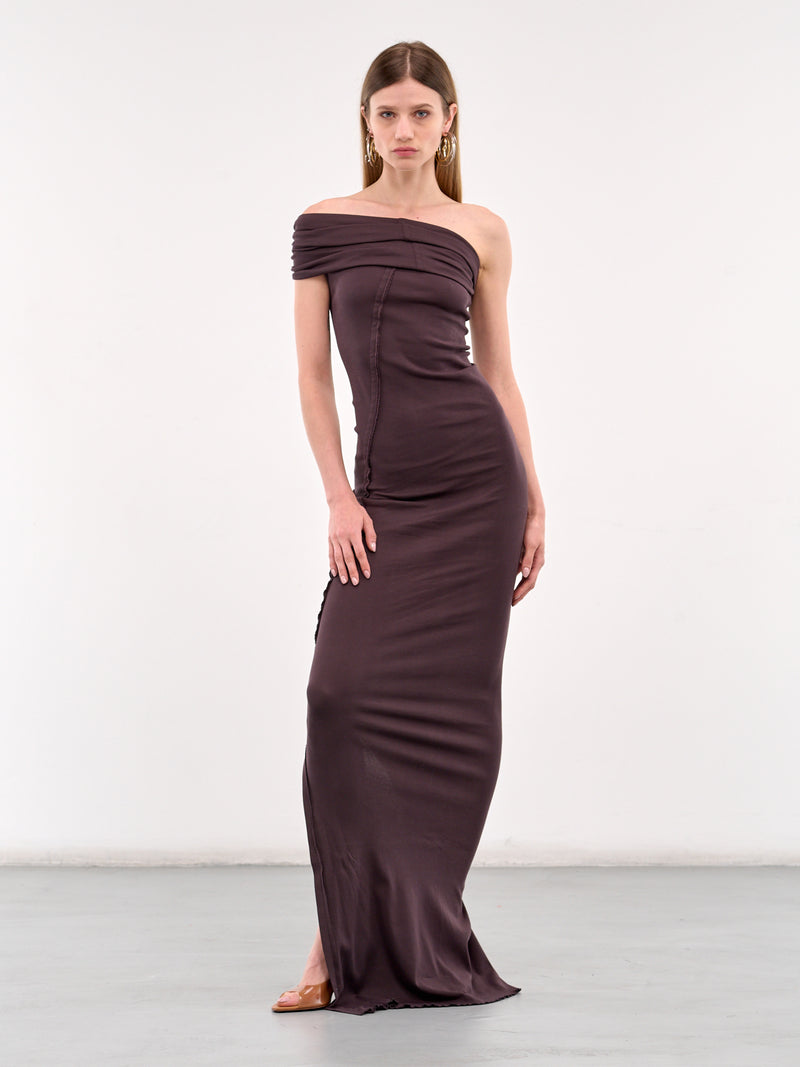 Asymmetric Square Maxi Dress (DR05-GANACHE)