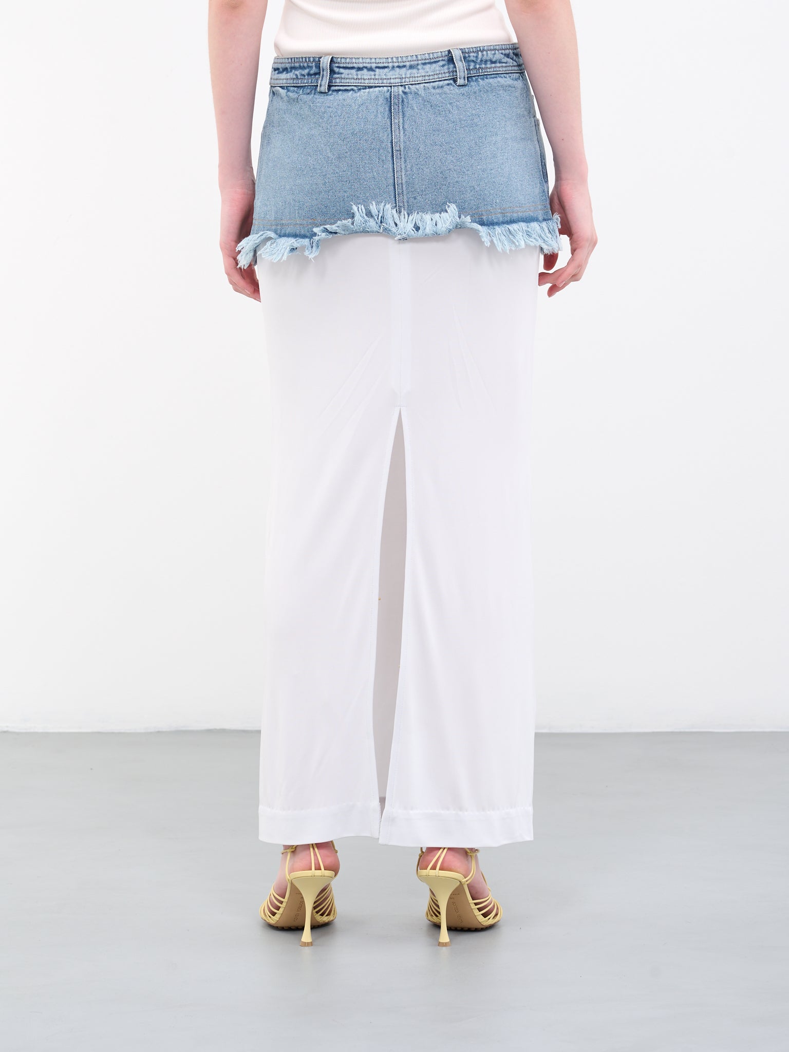 Paneled Denim Skirt (23014070-INDIGO-DOVE-GREY)