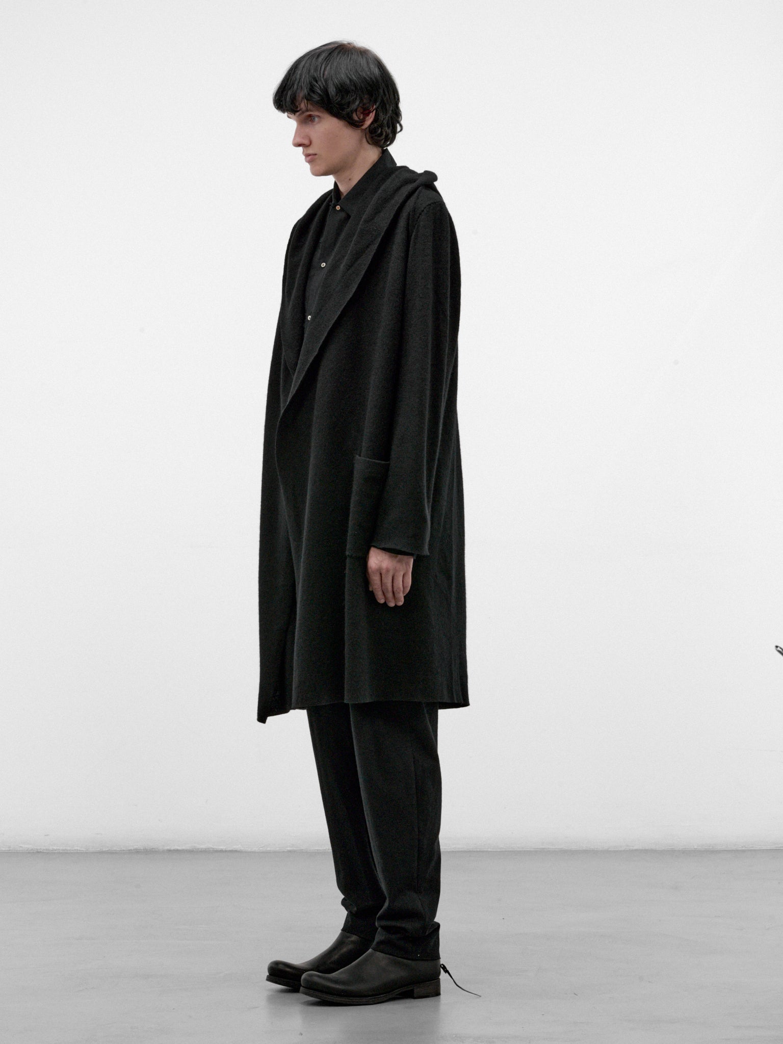 Black Wool-Alpaca Hooded Cardigan (NC328-NWA-BLACK)