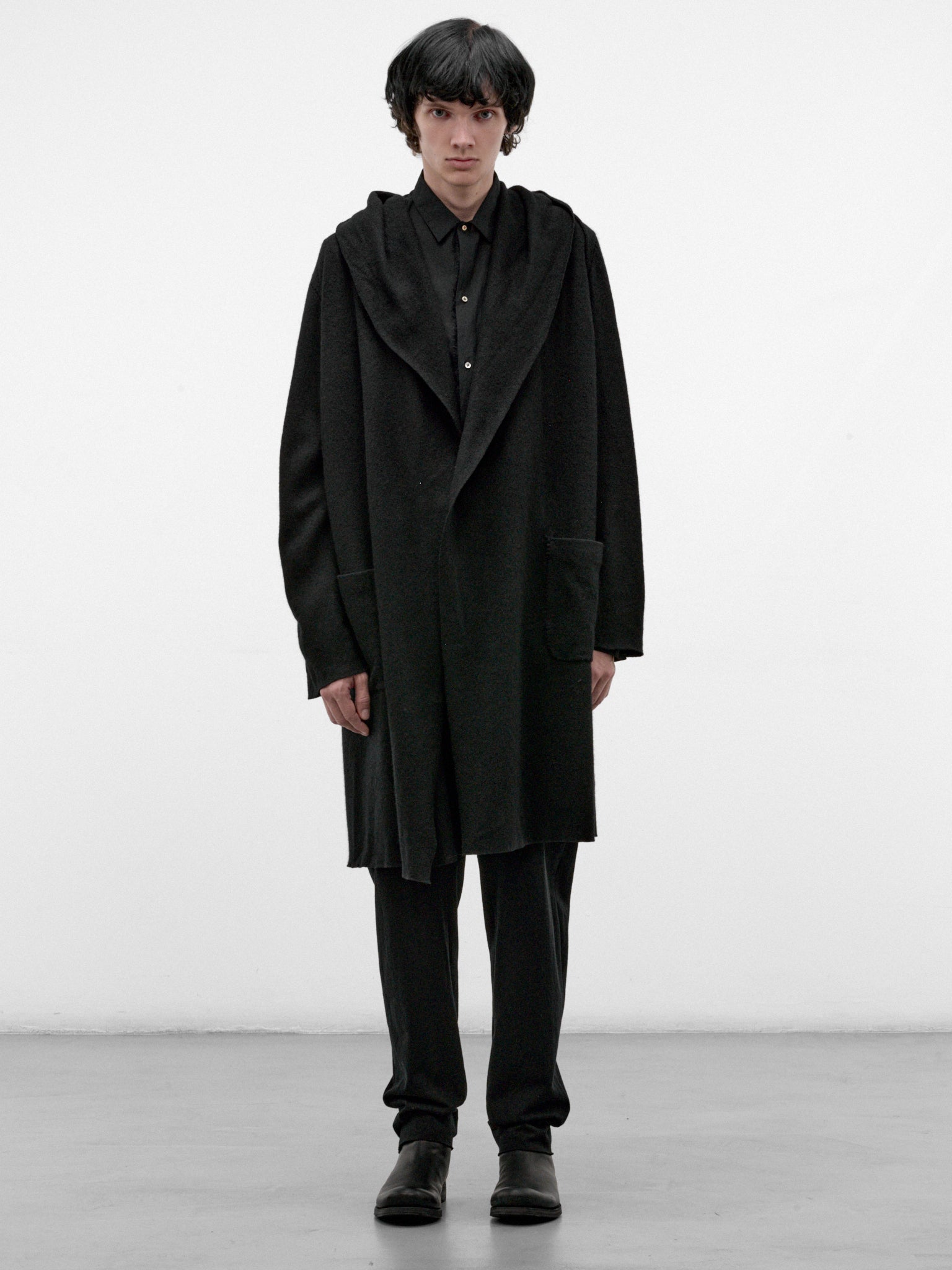 Black Wool-Alpaca Hooded Cardigan (NC328-NWA-BLACK)