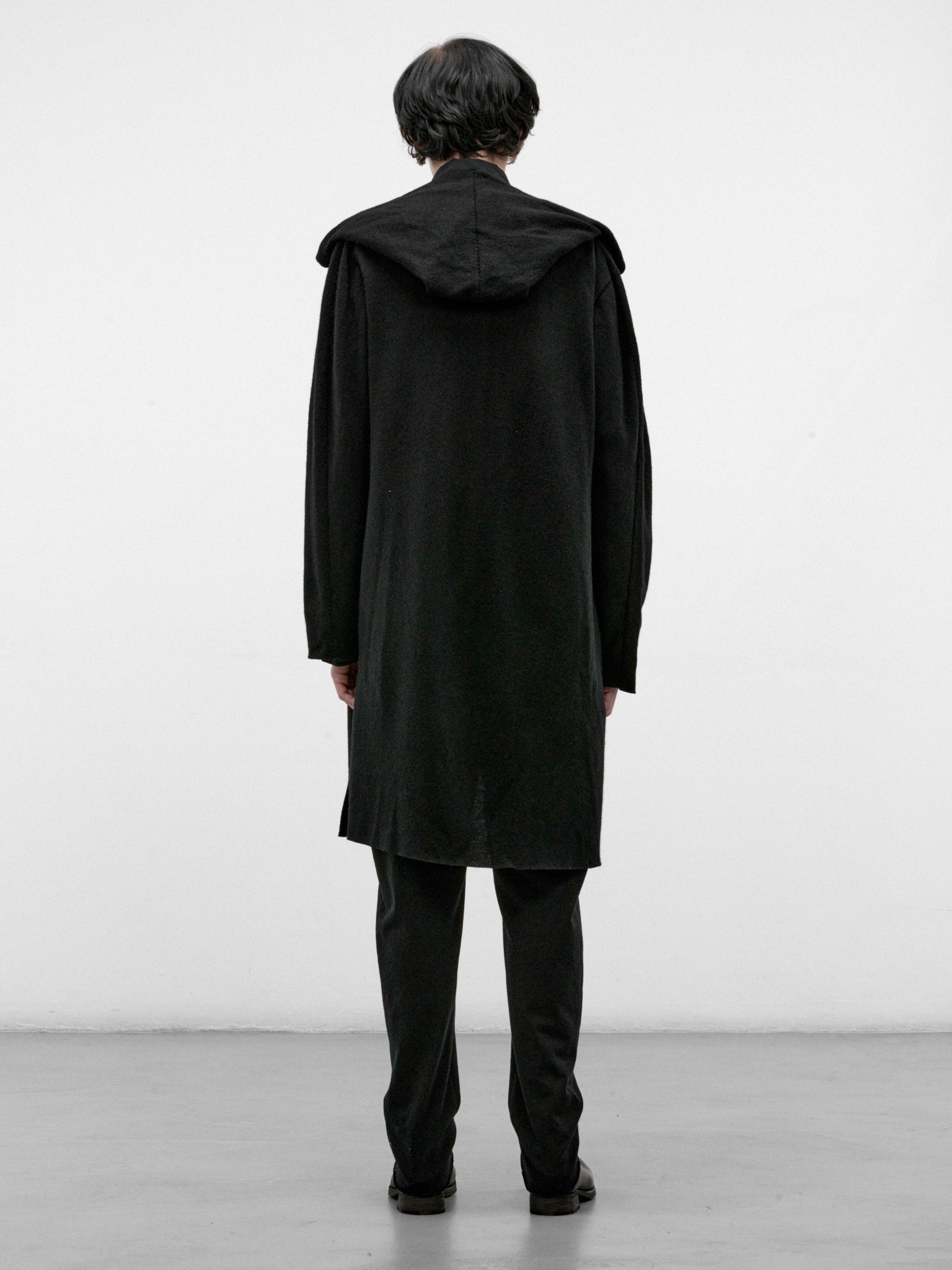 Black Wool-Alpaca Hooded Cardigan (NC328-NWA-BLACK)