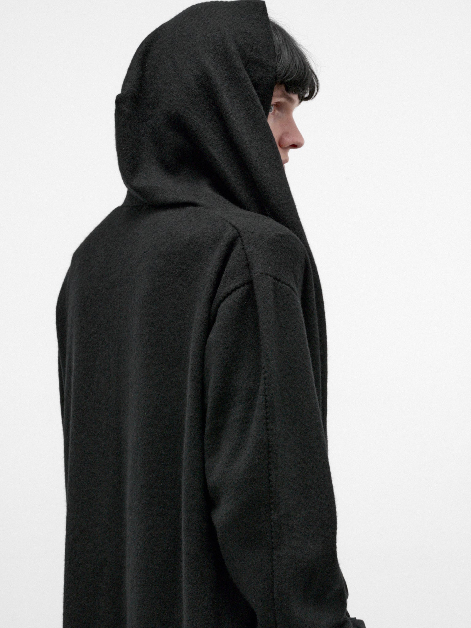 Black Wool-Alpaca Hooded Cardigan (NC328-NWA-BLACK)