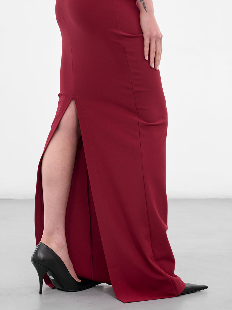 Red V-Wire Bra Maxi Dress (ND-DR281-1000-401-BURGUNDY)