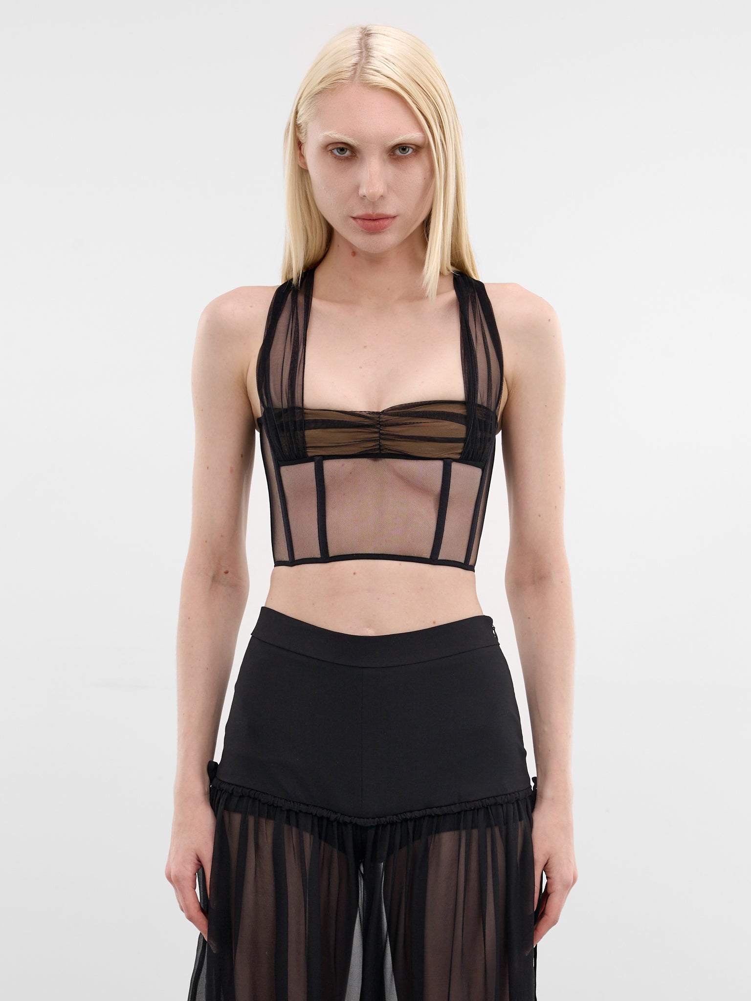 Black Padded Bra Tulle Bustier (ND-TOP107-2003-100-BLACK)