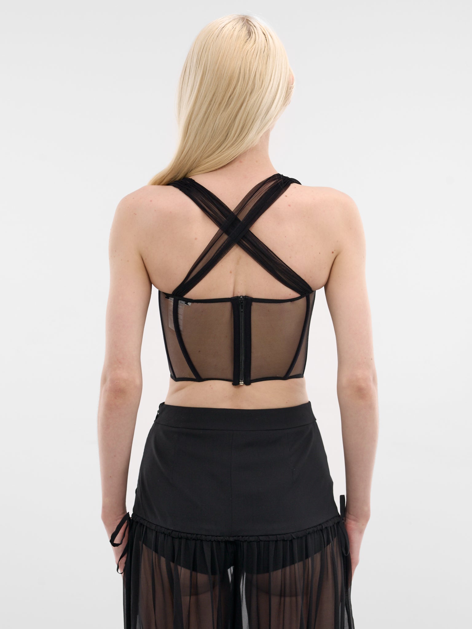 Black Padded Bra Tulle Bustier (ND-TOP107-2003-100-BLACK)