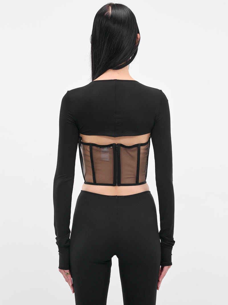 Black Bustier Long Sleeve Top (BD-TOP096-1001-100-BLACK)