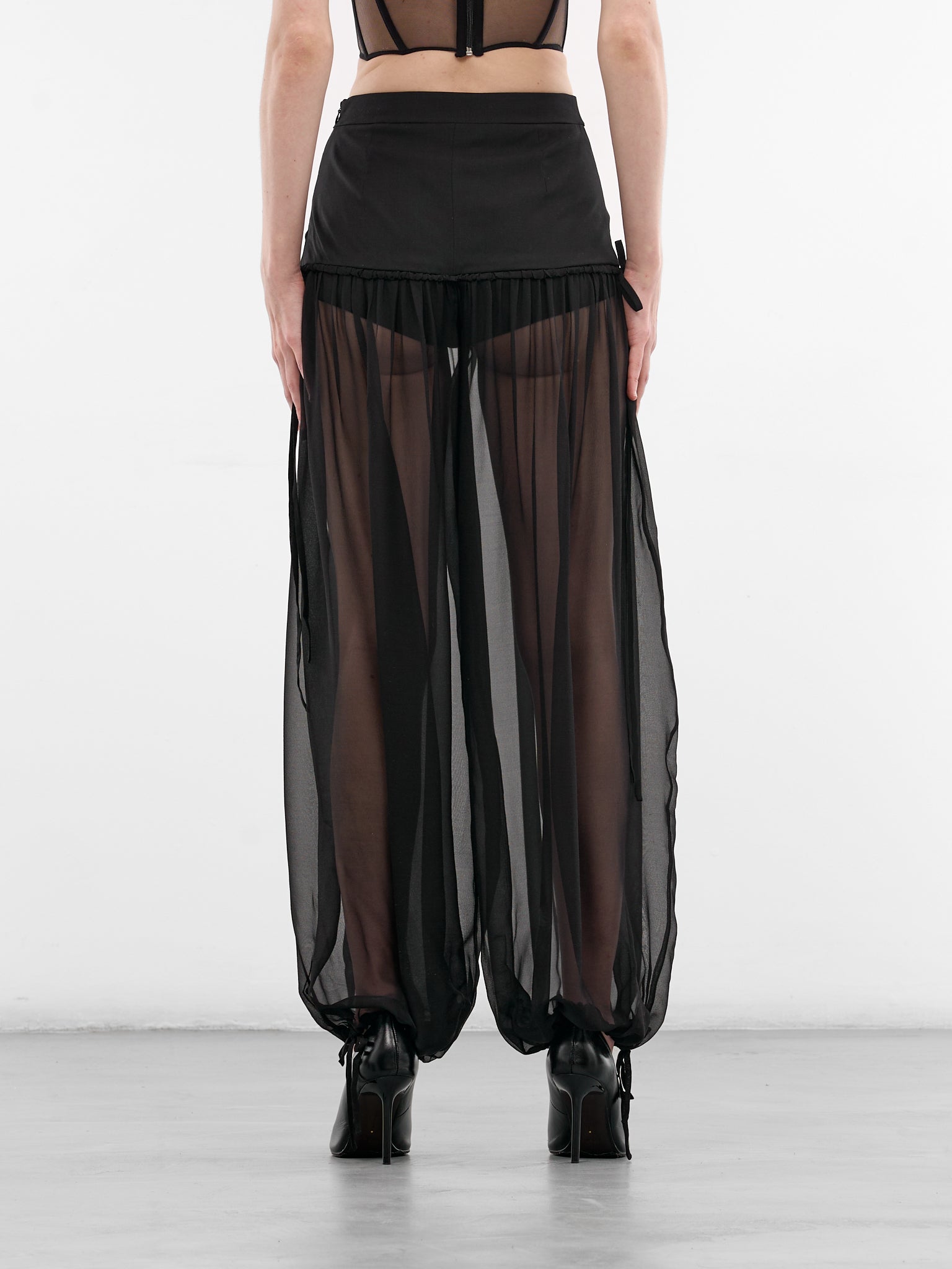 Black Silk & Wool Harem Trousers (ND-TRS084-3000-100-BLACK)