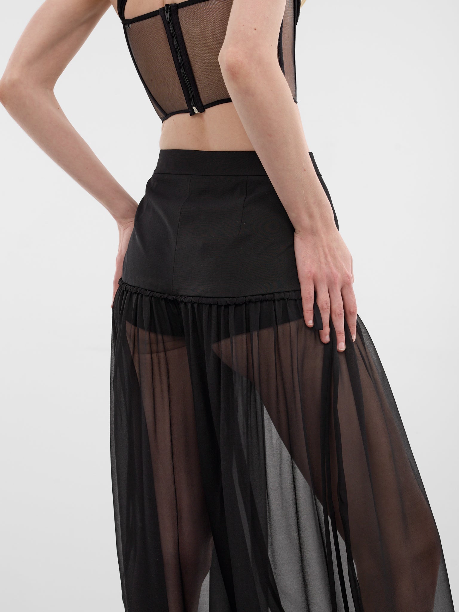 Black Silk & Wool Harem Trousers (ND-TRS084-3000-100-BLACK)