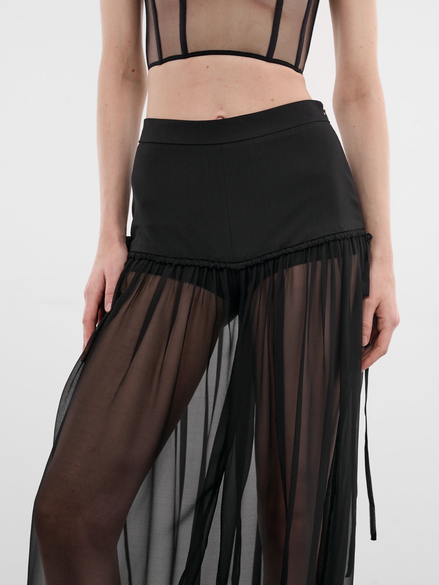 Black Silk & Wool Harem Trousers (ND-TRS084-3000-100-BLACK)