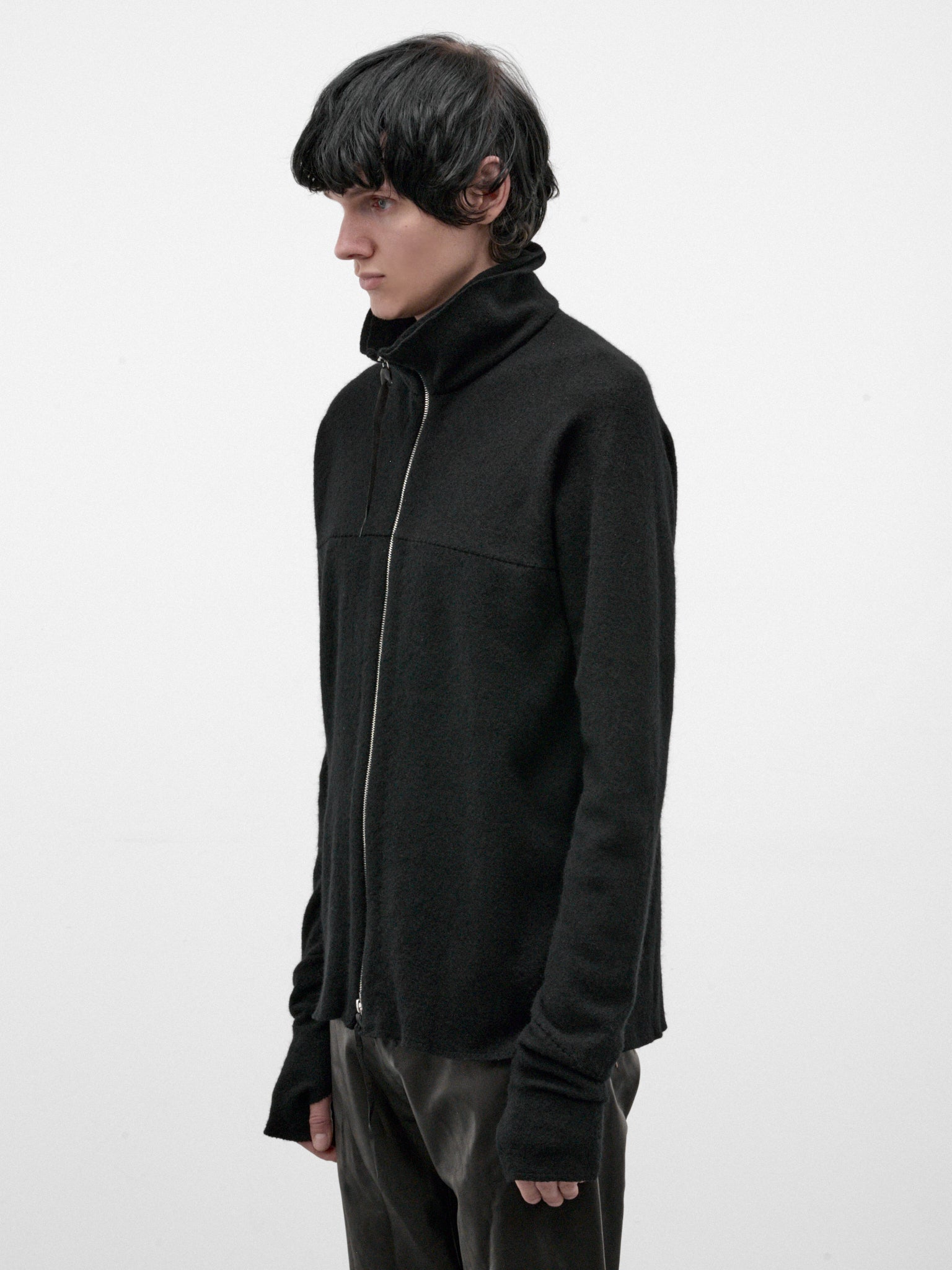 Black Wool-Alpaca Zipped Jacket (NH256DZ-NWA-BLACK)