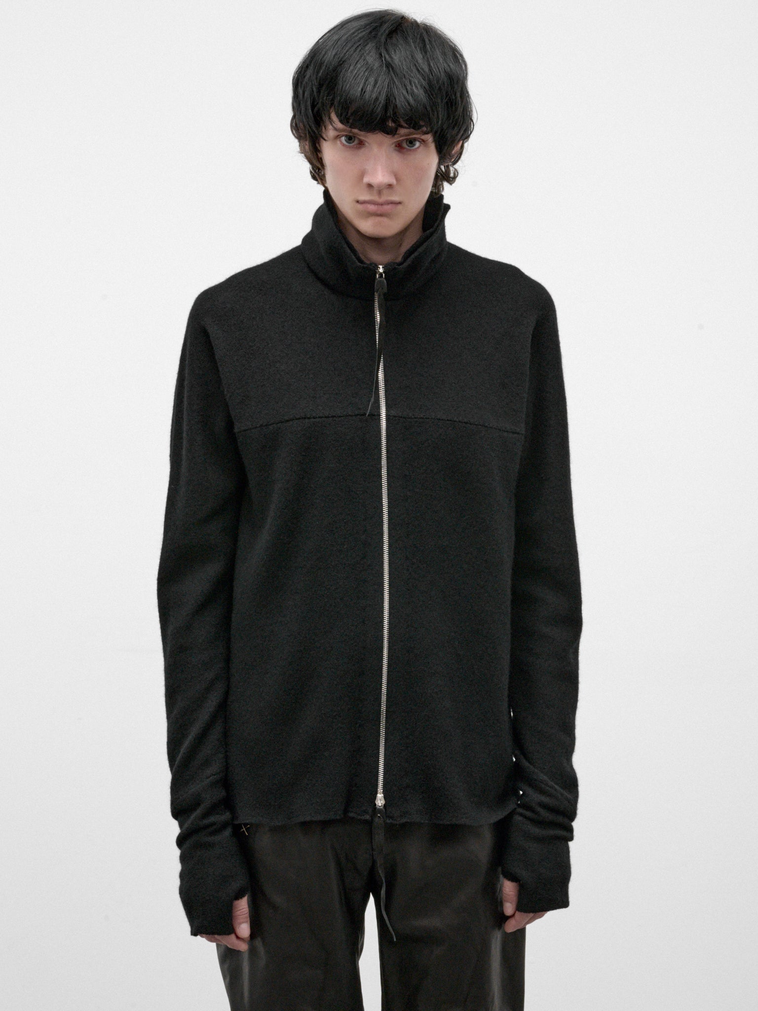 Black Wool-Alpaca Zipped Jacket (NH256DZ-NWA-BLACK)