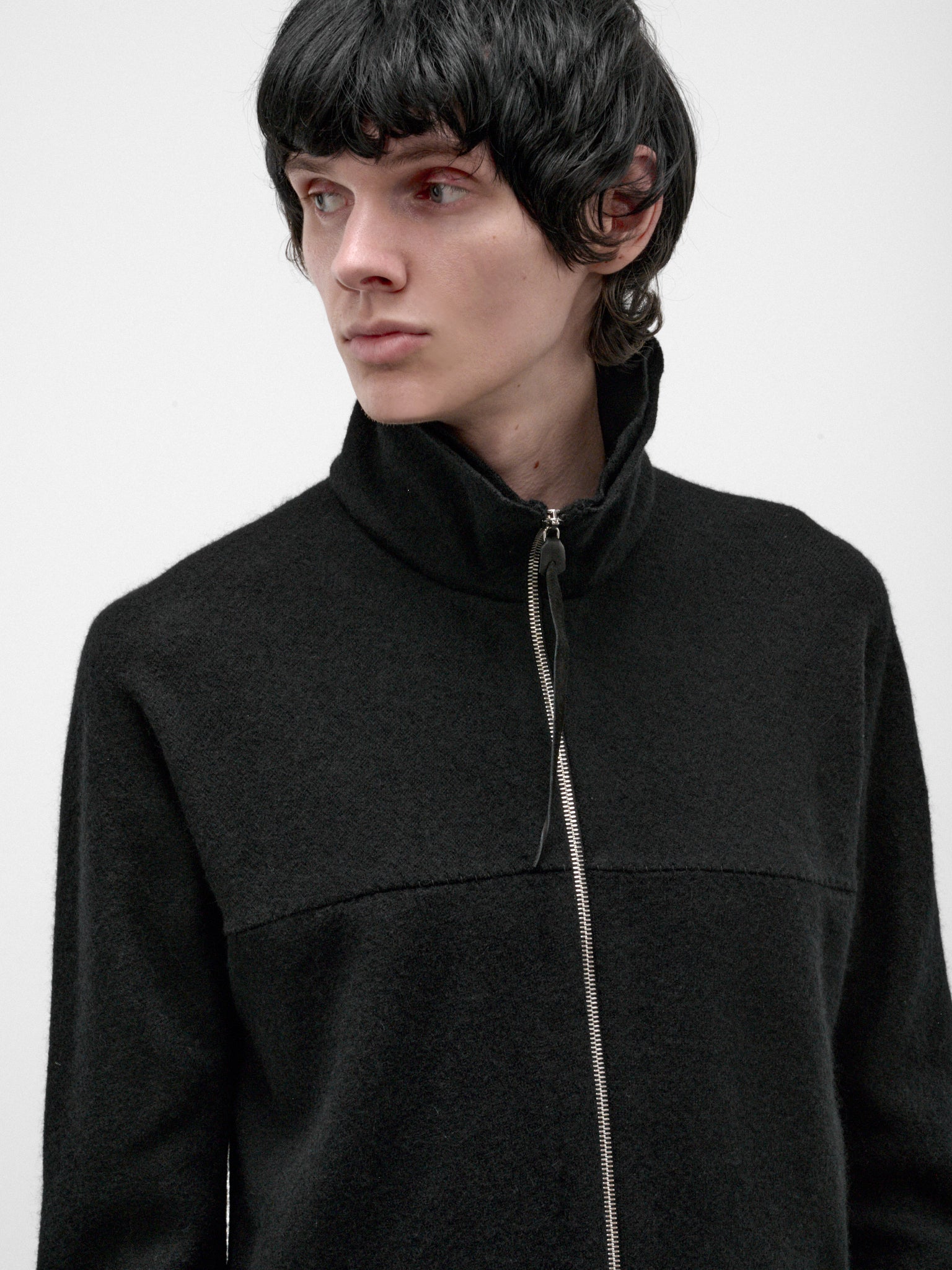Black Wool-Alpaca Zipped Jacket (NH256DZ-NWA-BLACK)