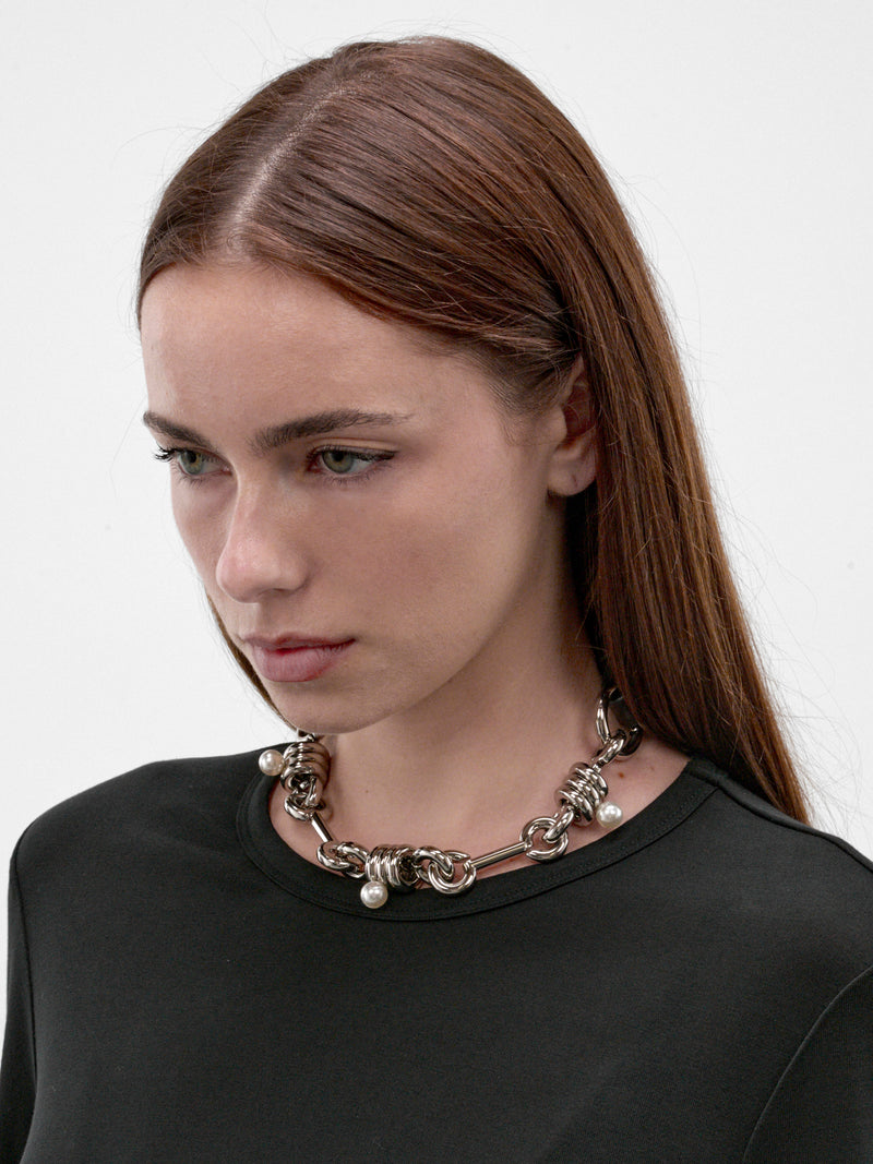 Palladium & Pearl Necklace (NKS113-0900-PALLADIUM-PEARL-CH)