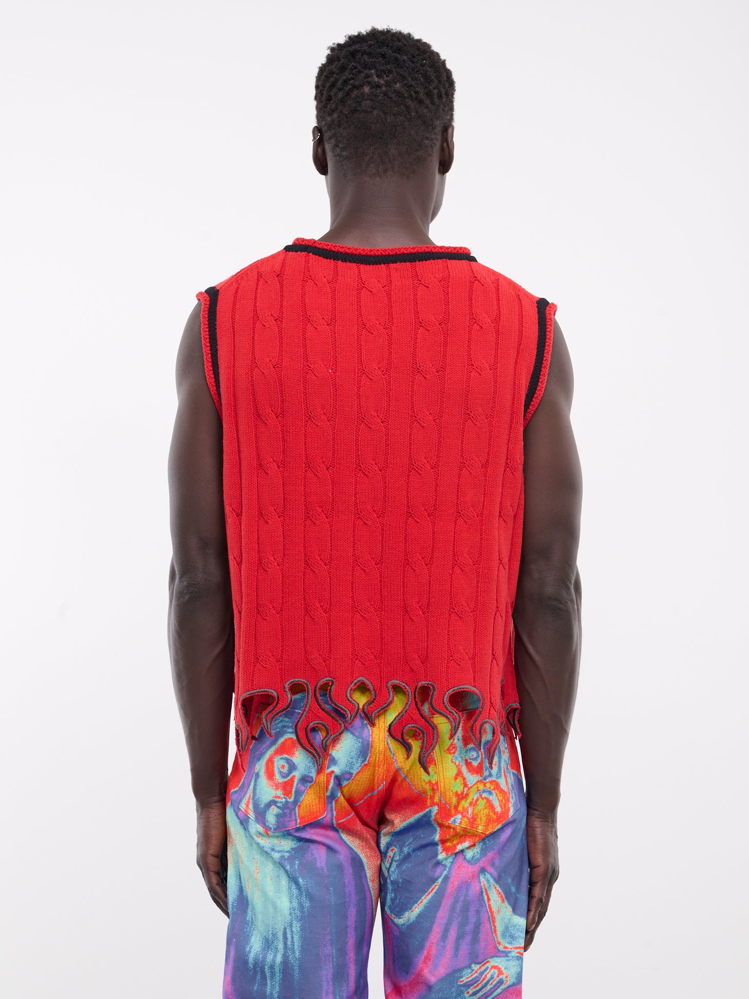 Flame Knit Vest (NL-TO-1201-RED-BLACK)