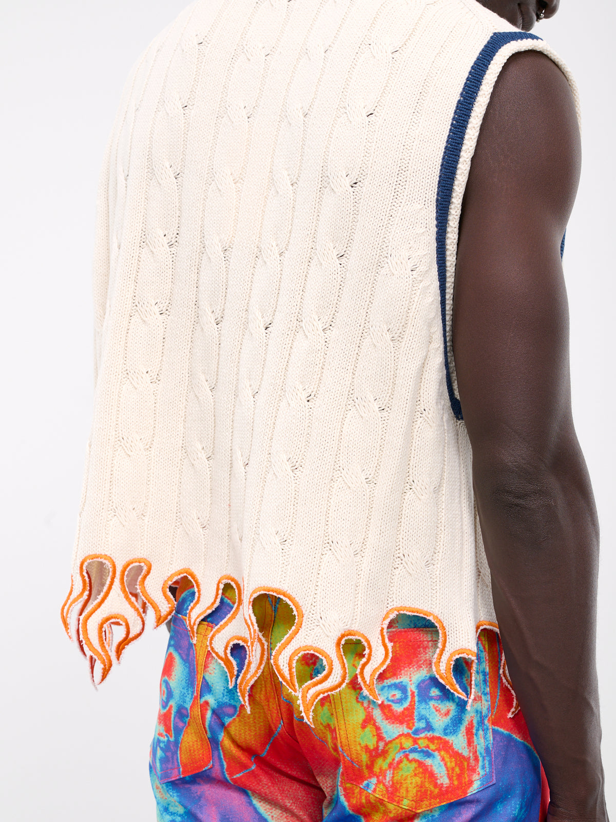 Flame Knit Vest (NL-TO-1201-WHITE-BLUE)