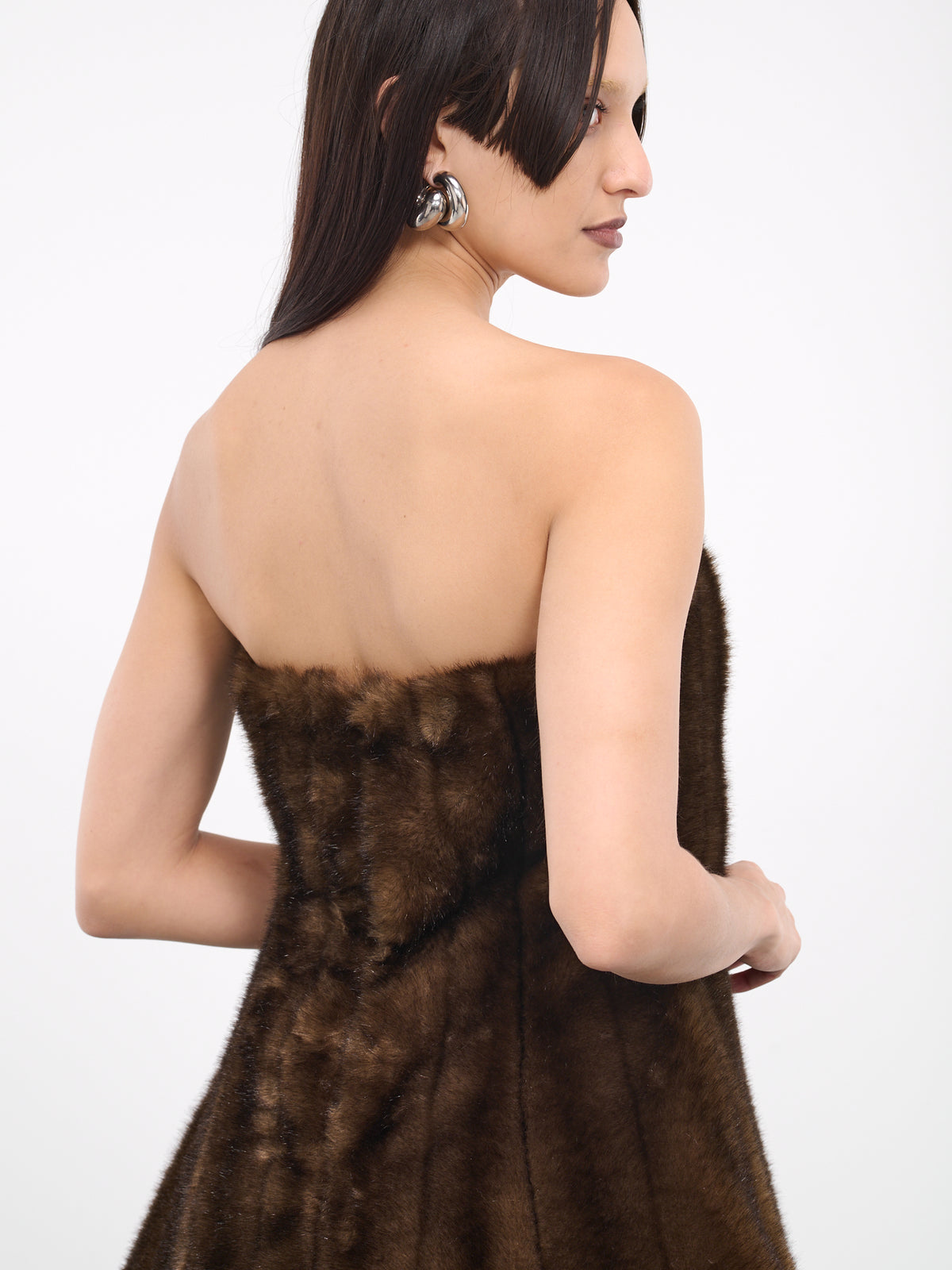 Faux Fur Mini Dress (NLFD01-BROWN)