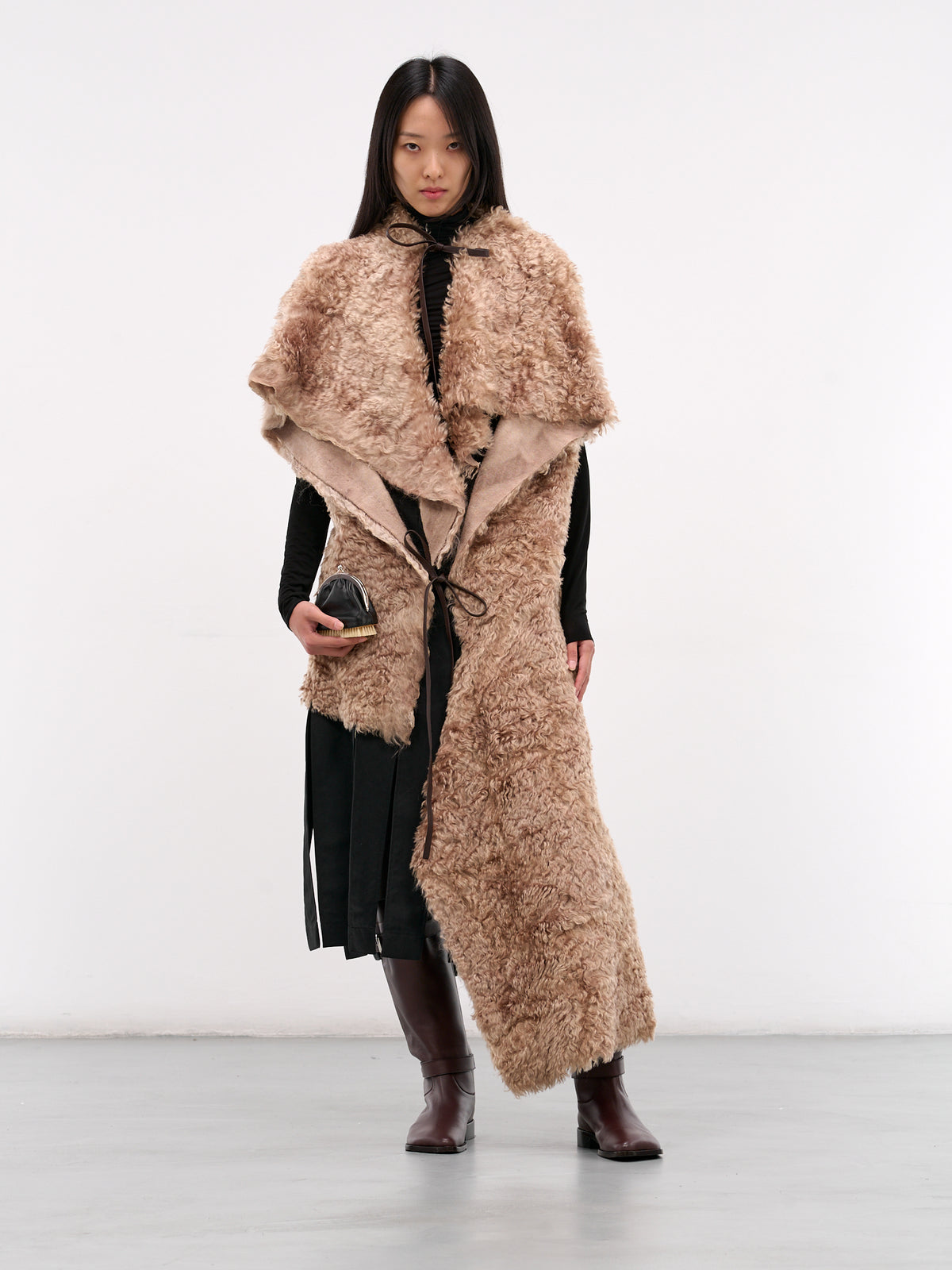 Black Spazzola Brush Coin Purse (NP08-B007-LEA-BLACK)