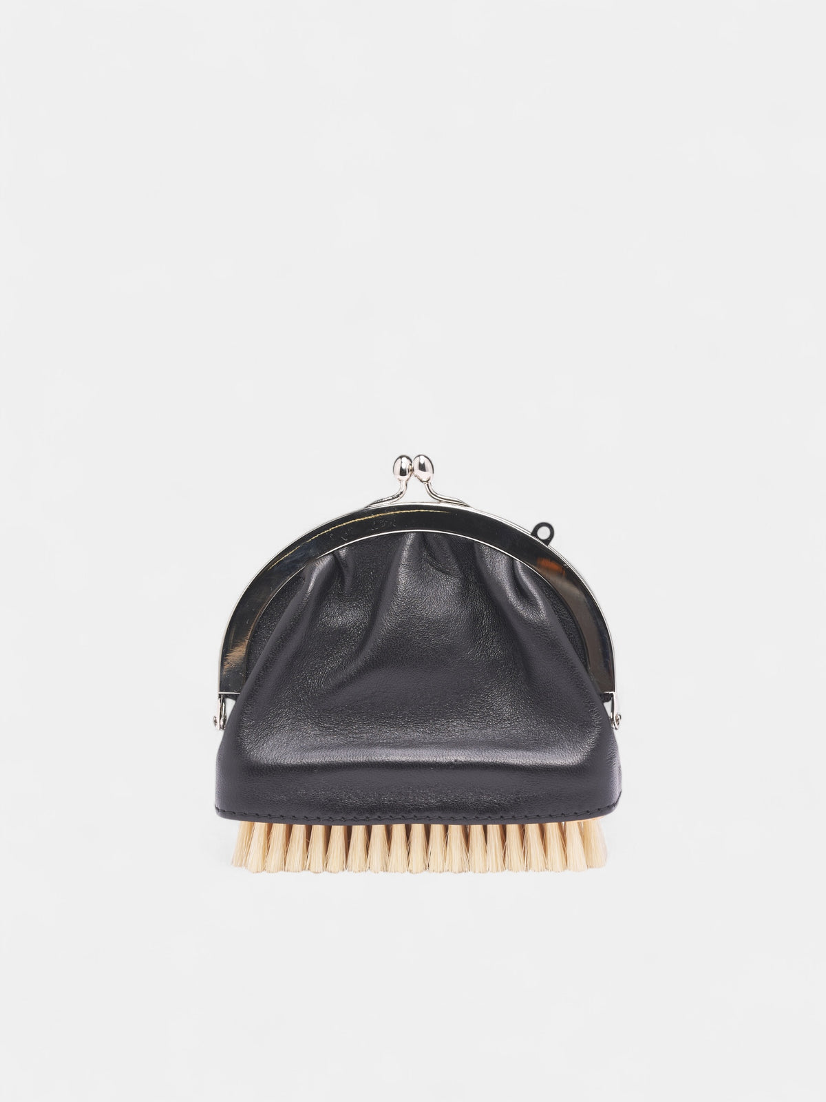 Black Spazzola Brush Coin Purse (NP08-B007-LEA-BLACK)