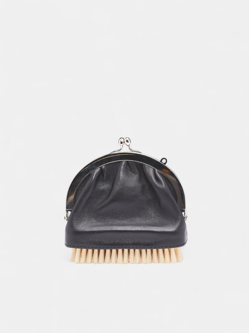 Black Spazzola Brush Coin Purse (NP08-B007-LEA-BLACK)