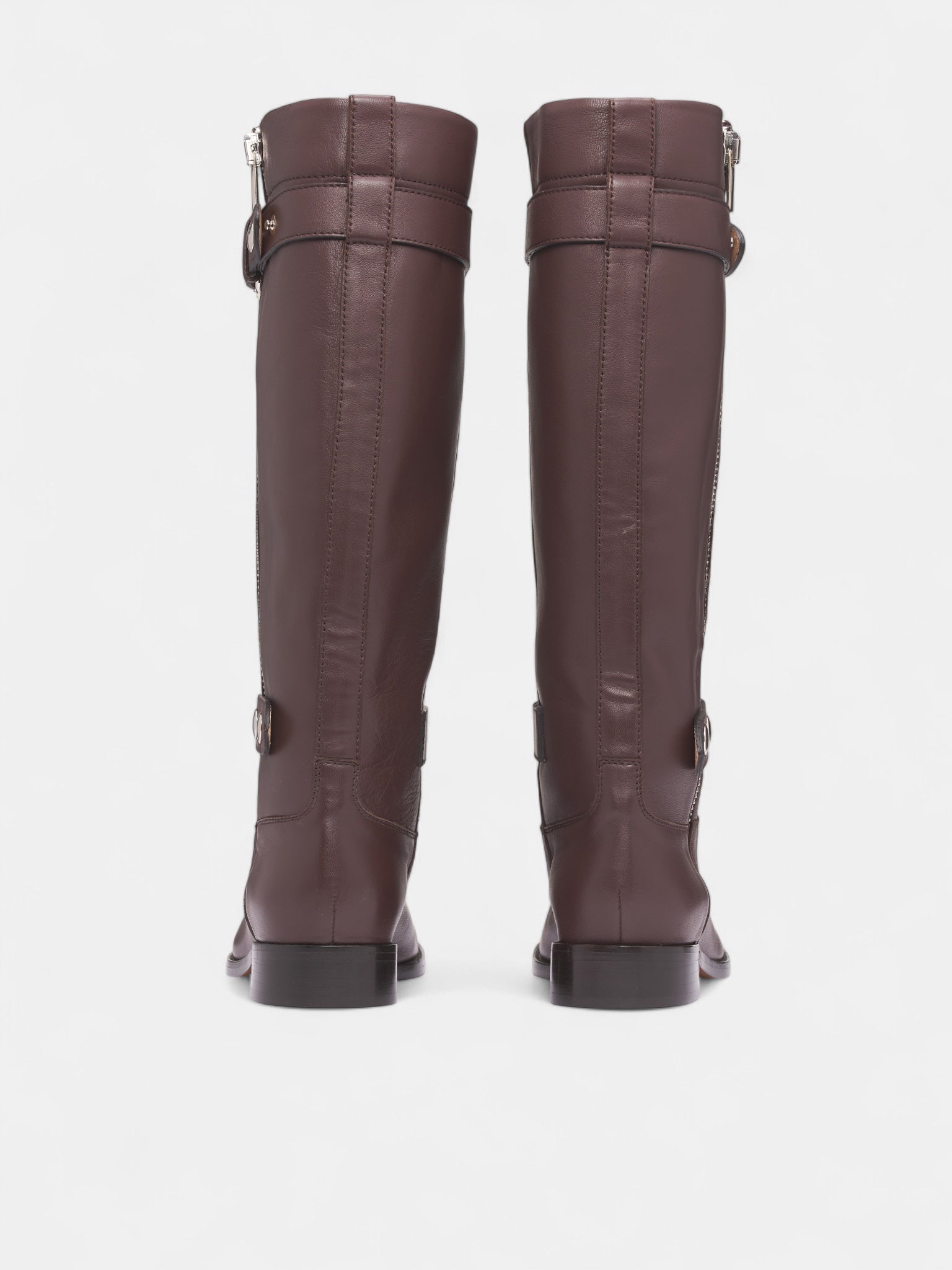 Brown Obliqua Calfskin Zip Boots (NP08-F005-LEA-DARK-BROWN)