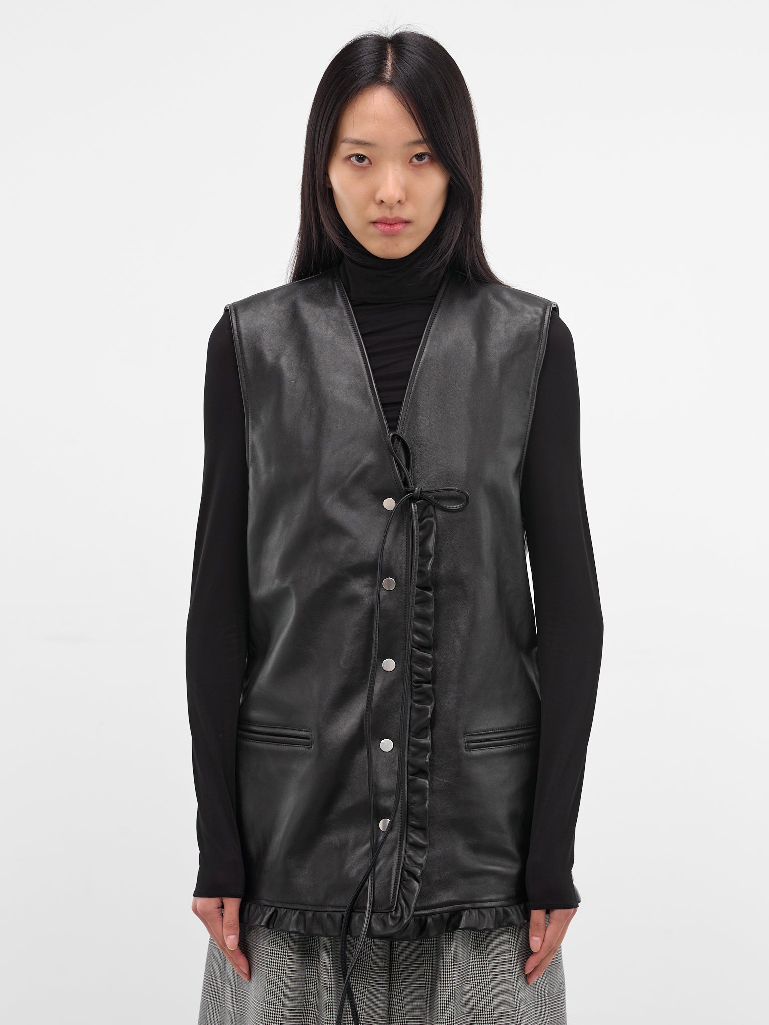 Black Lambskin Gala Vest (NP08-J013-LEA-DARK-BROWN)