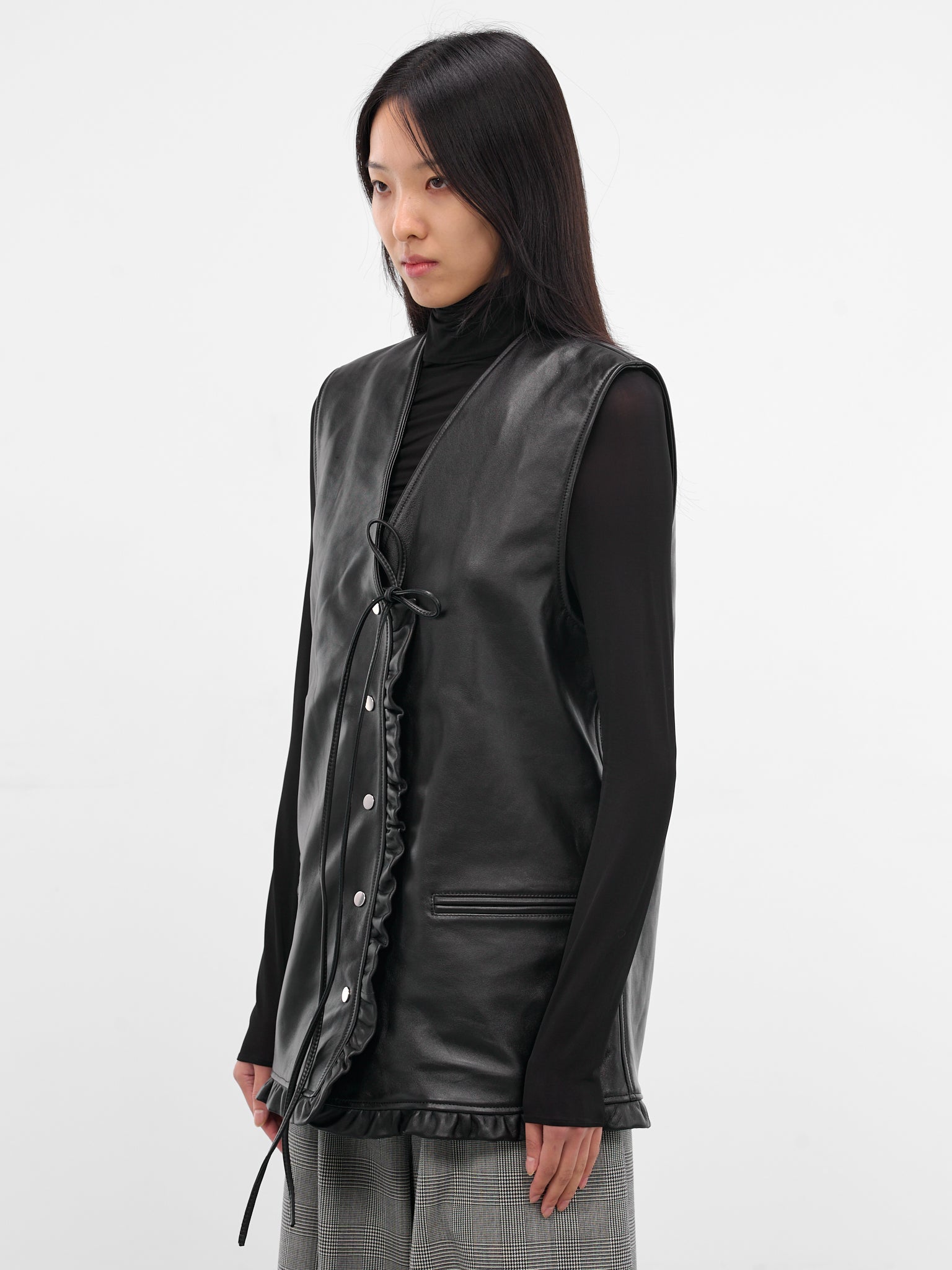 Black Lambskin Gala Vest (NP08-J013-LEA-DARK-BROWN)