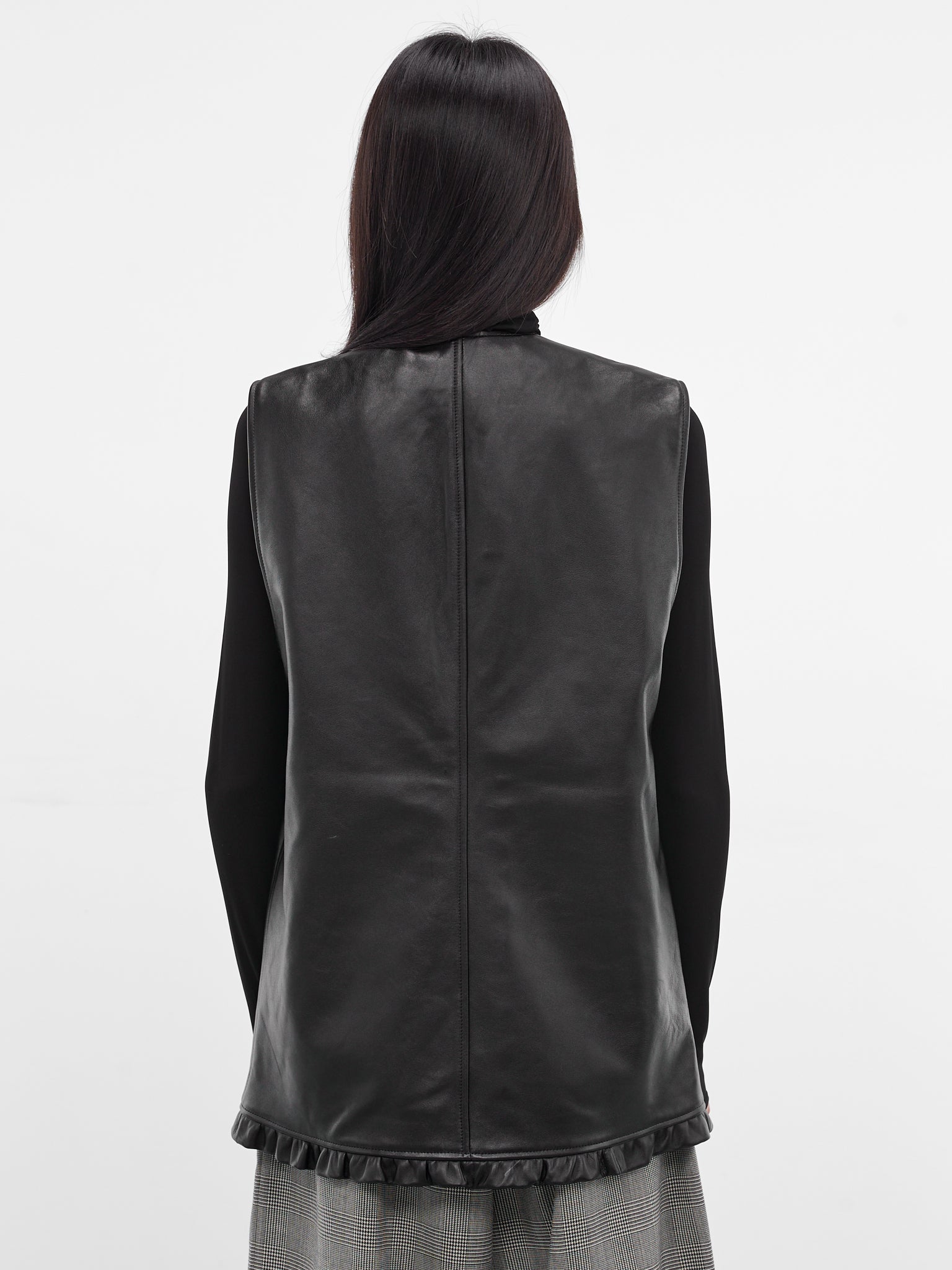 Black Lambskin Gala Vest (NP08-J013-LEA-DARK-BROWN)