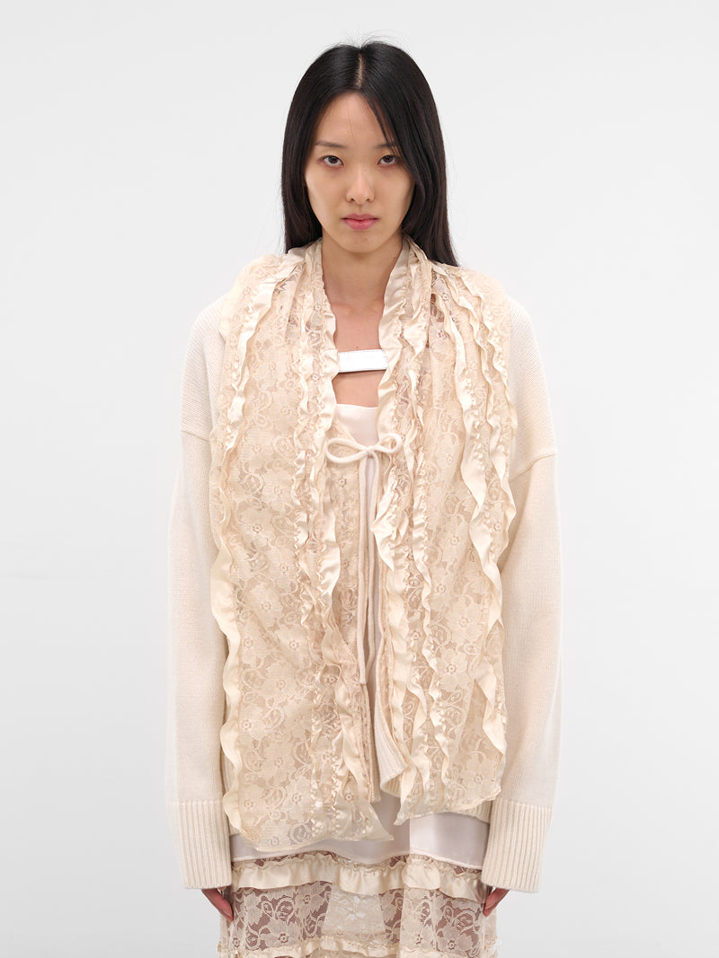 Cream Centrino Draped Lace Cardigan (NP08-K002-CMYN-CREAM)