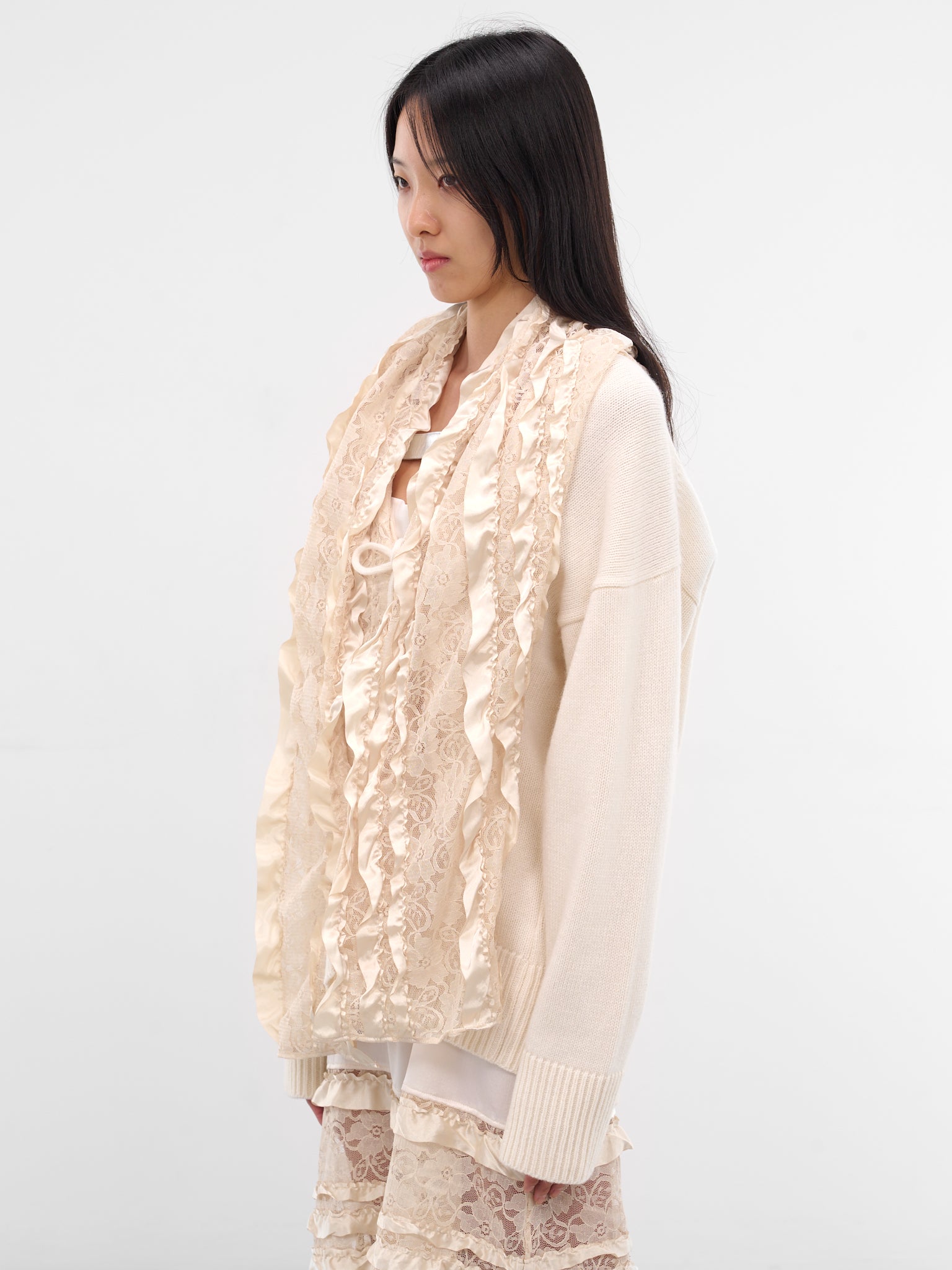 Cream Centrino Draped Lace Cardigan (NP08-K002-CMYN-CREAM)