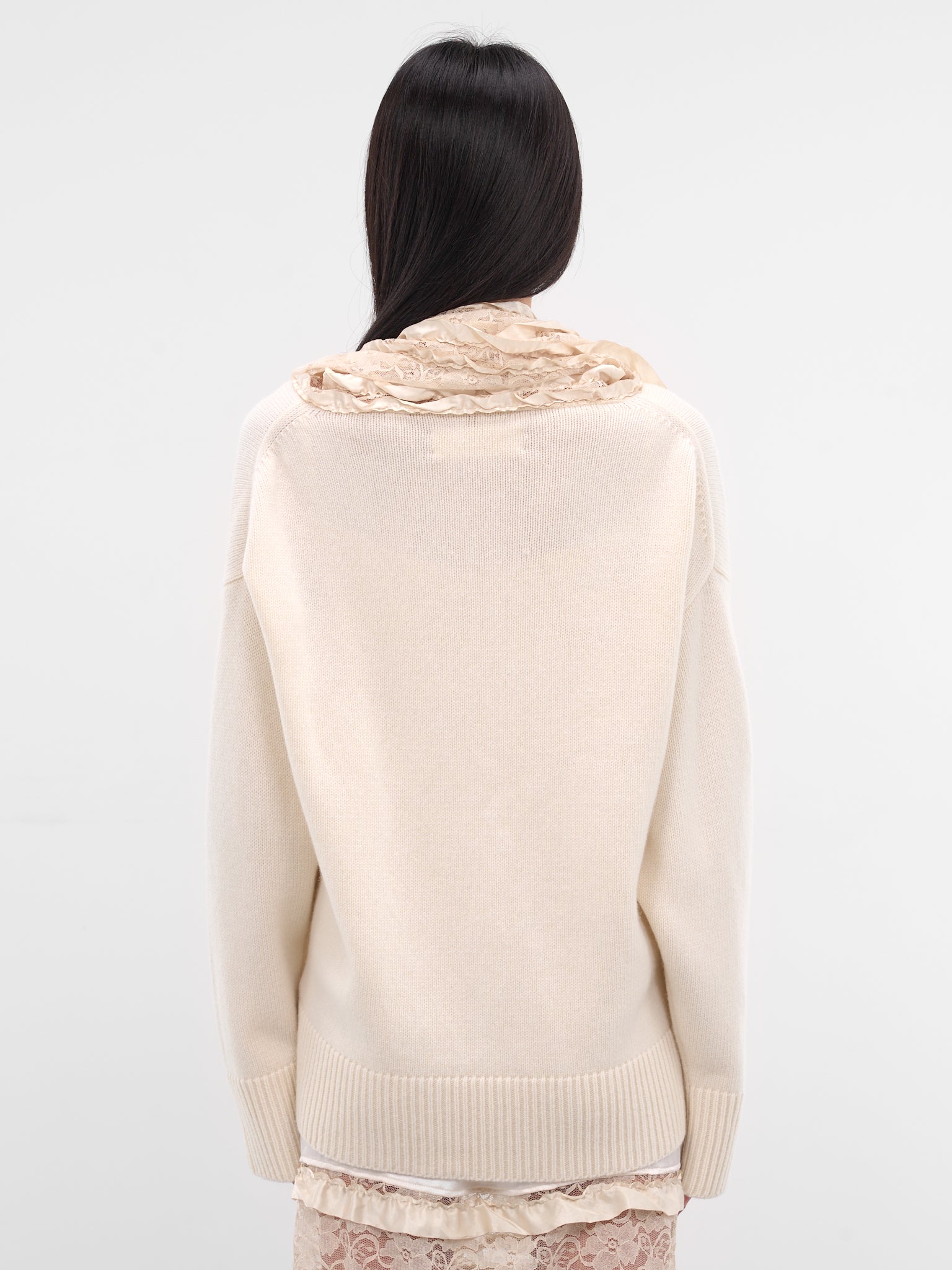 Cream Centrino Draped Lace Cardigan (NP08-K002-CMYN-CREAM)