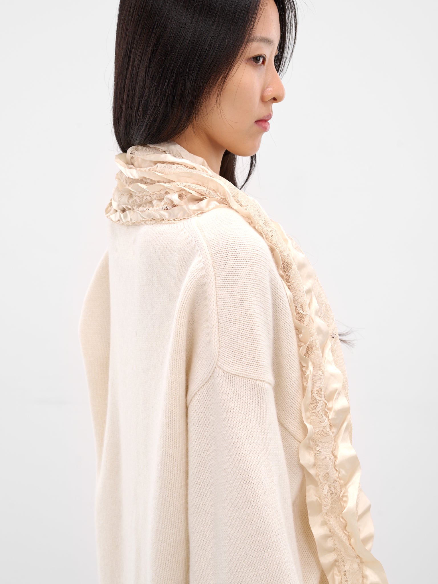 Cream Centrino Draped Lace Cardigan (NP08-K002-CMYN-CREAM)