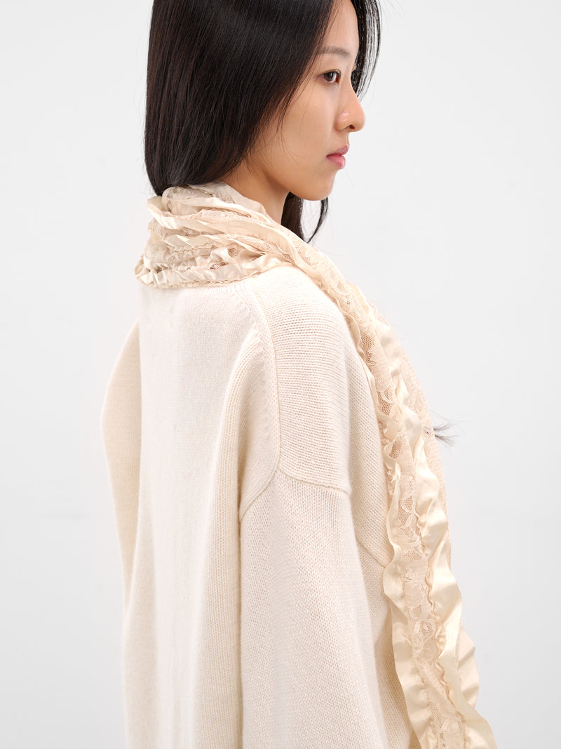 Cream Centrino Draped Lace Cardigan (NP08-K002-CMYN-CREAM)