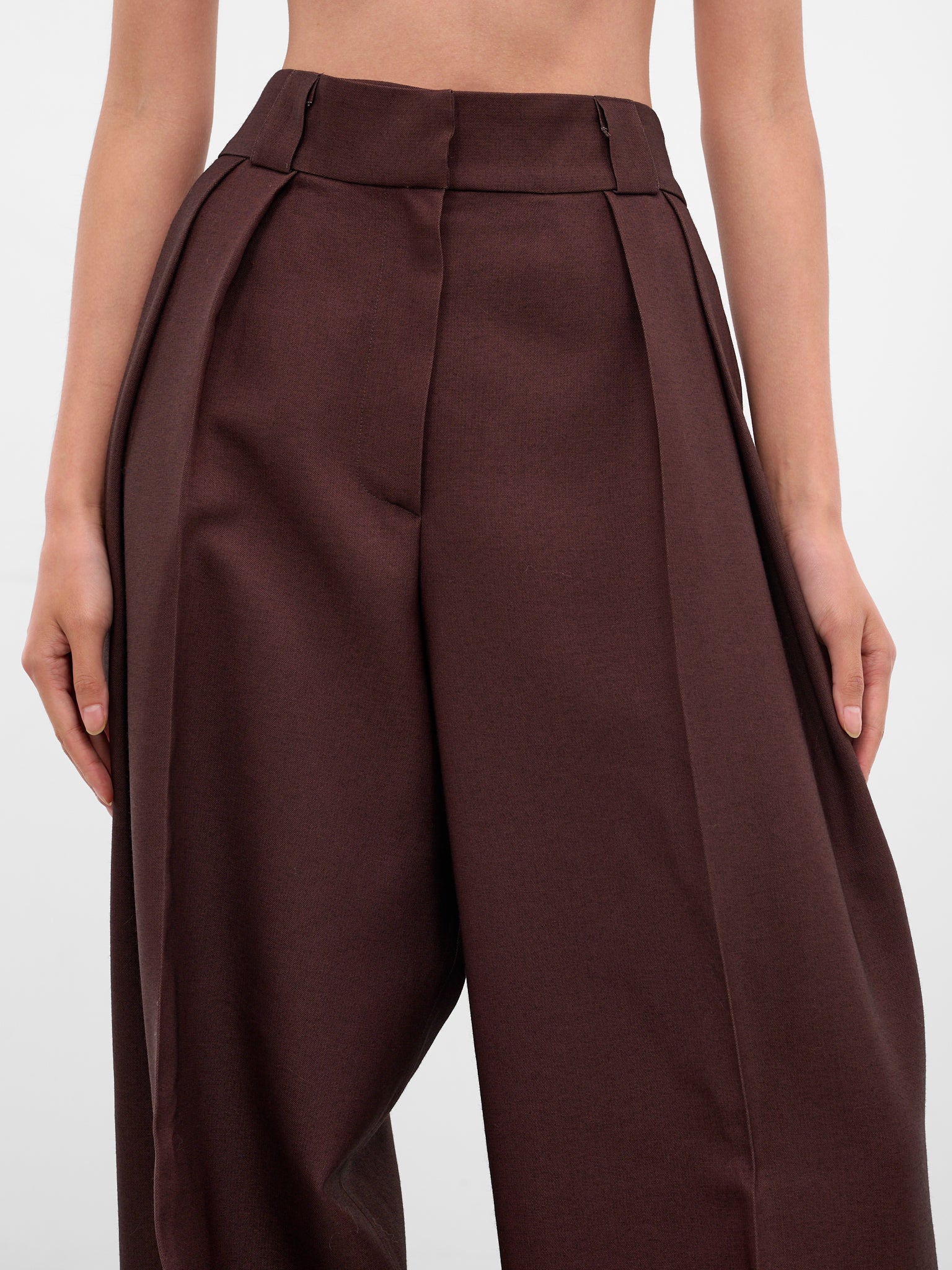 Brown Wool Wide Leg Trousers (NP08-P003-WOFA-BROWN)