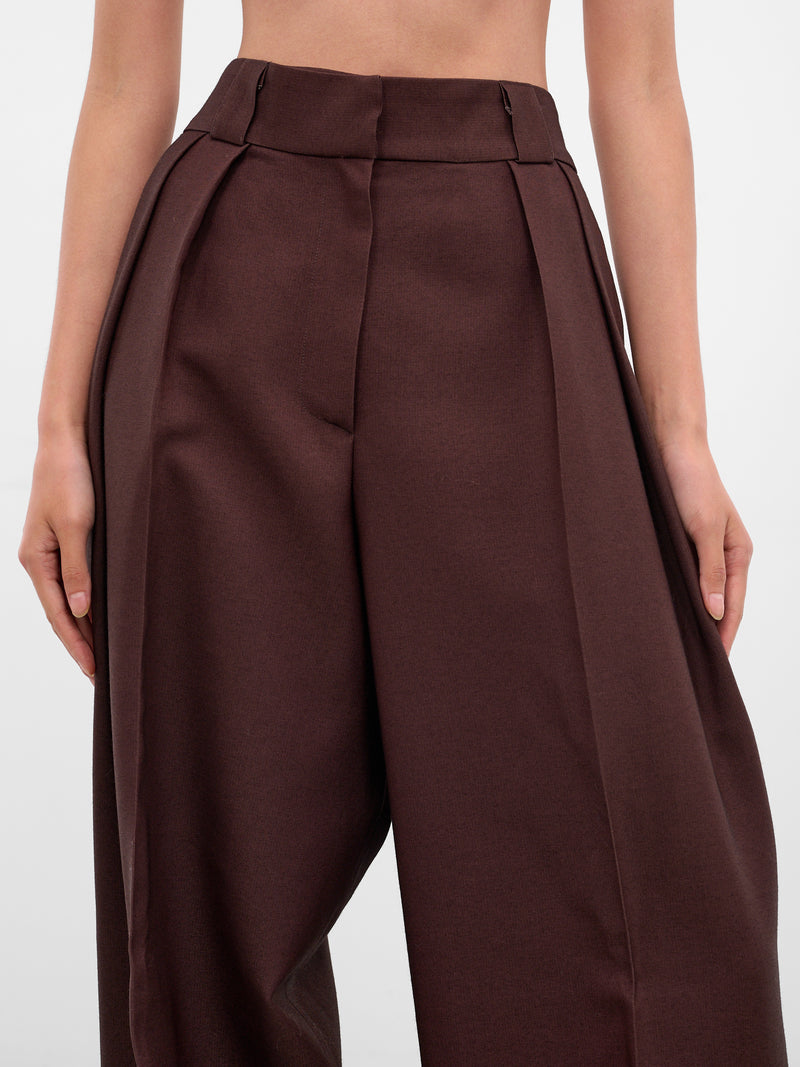 Brown Wool Wide Leg Trousers (NP08-P003-WOFA-BROWN)