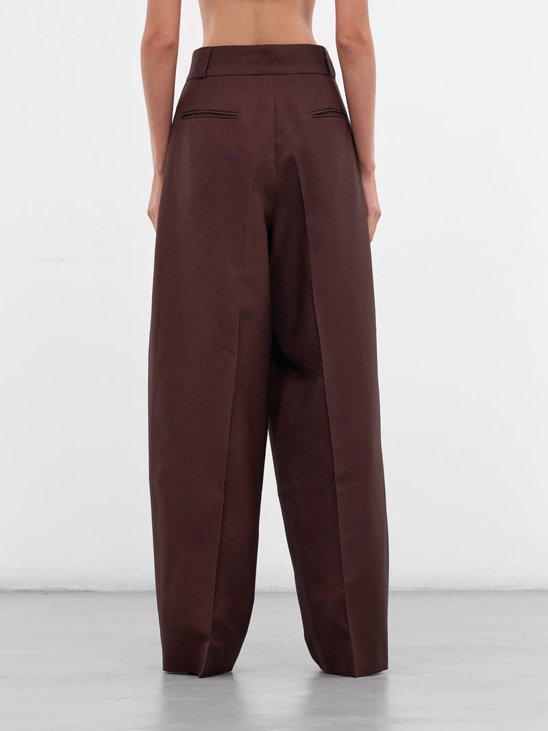 Brown Wool Wide Leg Trousers (NP08-P003-WOFA-BROWN)