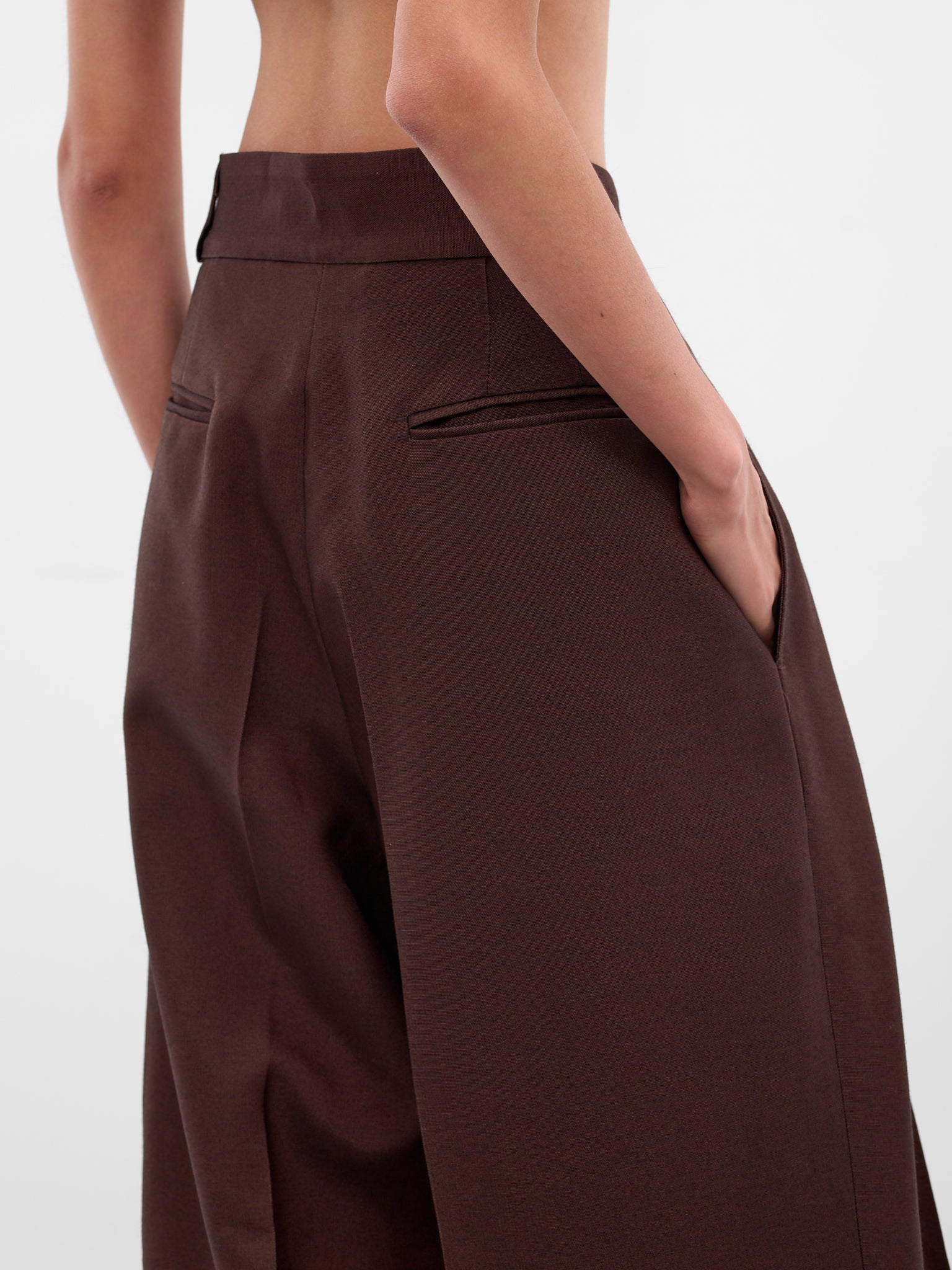 Brown Wool Wide Leg Trousers (NP08-P003-WOFA-BROWN)