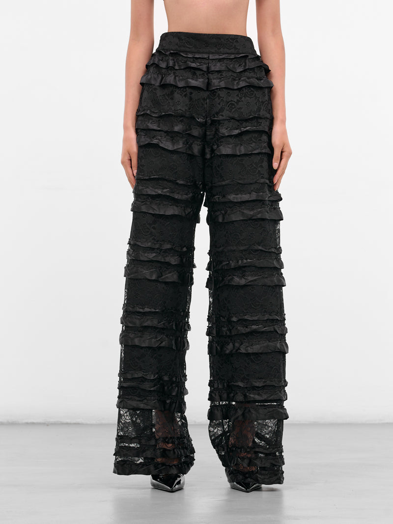 Black Layered Lace Ruffle Trousers (NP08-P006-RFLA-BLACK)
