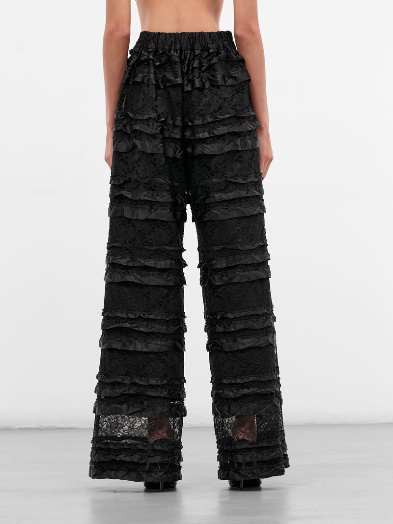 Black Layered Lace Ruffle Trousers (NP08-P006-RFLA-BLACK)