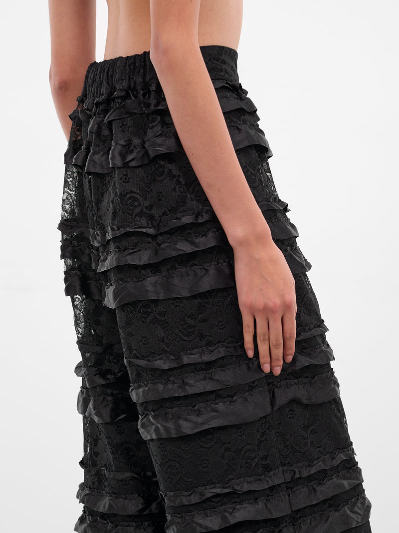Black Layered Lace Ruffle Trousers (NP08-P006-RFLA-BLACK)